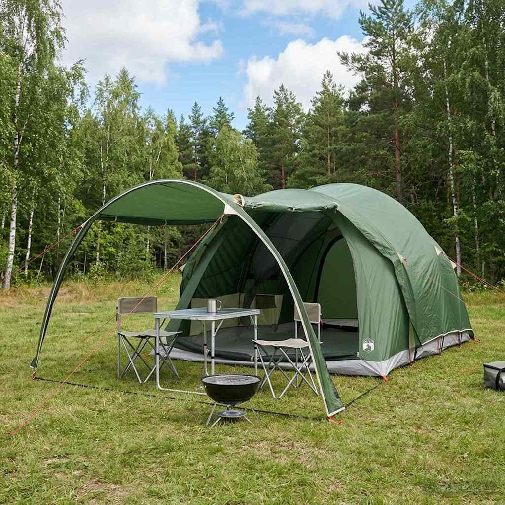 vidaXL Tunnelzelt mit Dach Grün 370 x 275 x 210 cm Polyester und Stahl