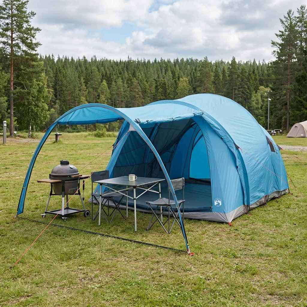 vidaXL Tunnelzelt mit Dach Blau 370 x 275 x 210 cm Polyester und Stahl