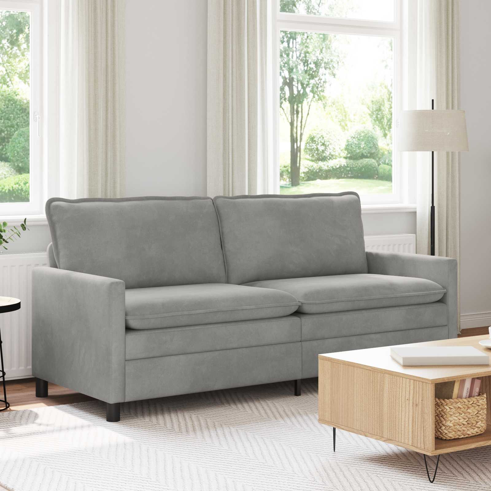 vidaXL Sofa Hellgrau 196 x 81 x 87,5 cm Samt