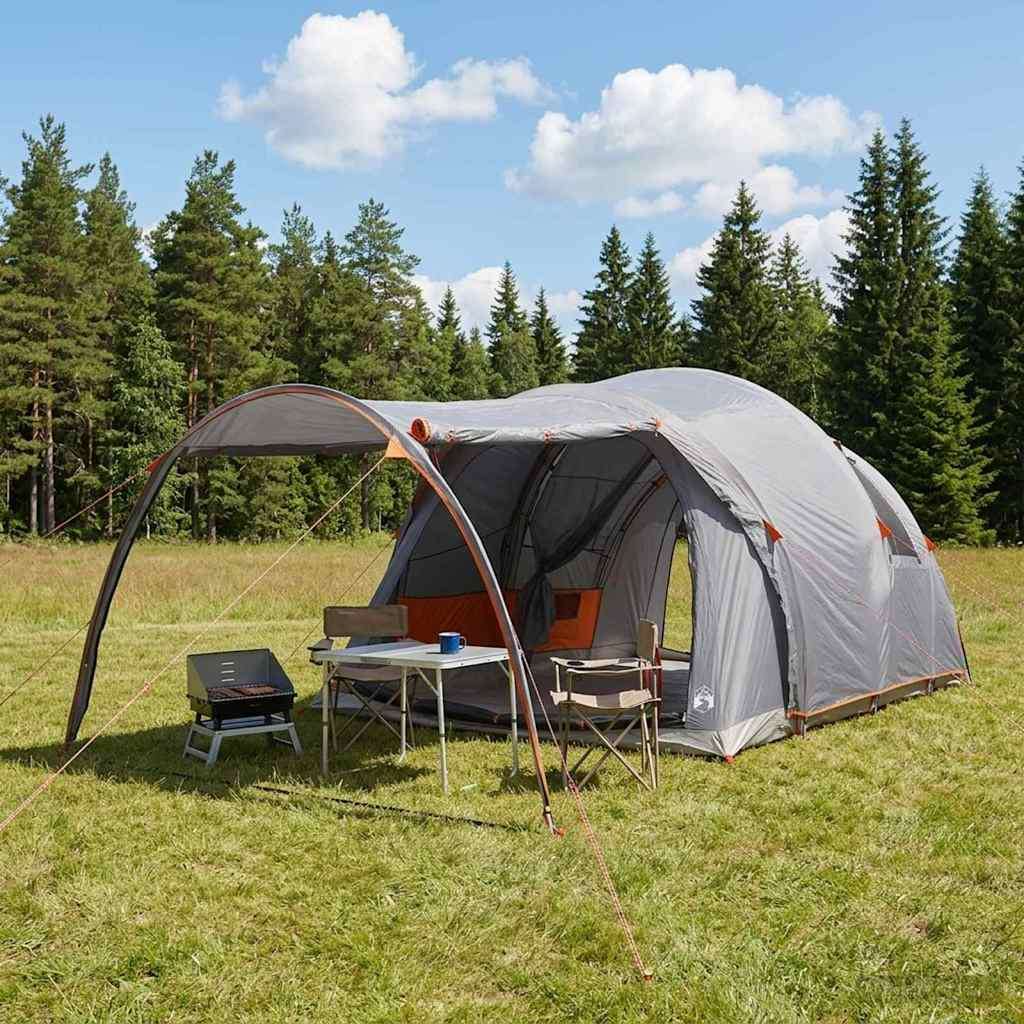 vidaXL Tunnelzelt mit Dach Grau und Orange 370 x 275 x 210 cm