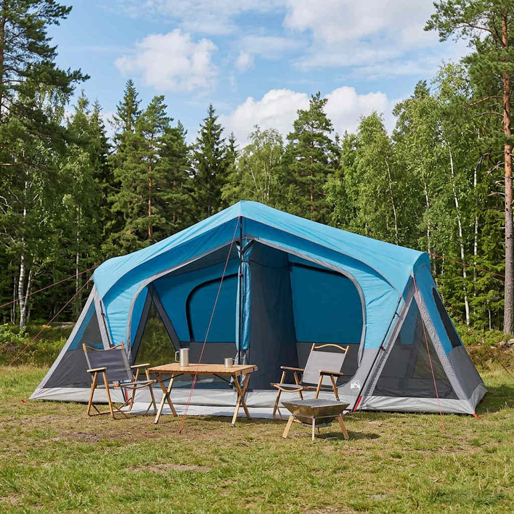 vidaXL Hütten-Zelt Blau 480 x 273 x 205 cm Polyester und Stahl