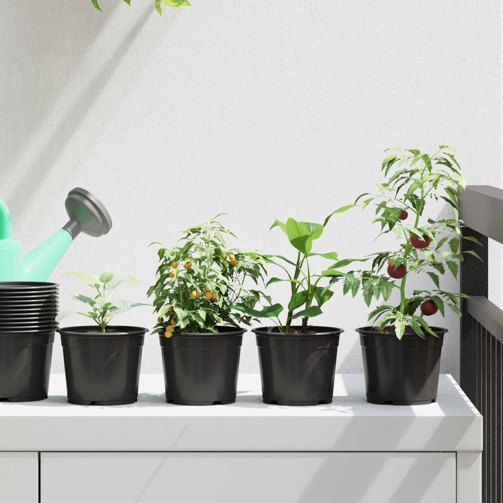 vidaXL Runder Blumentopf 200 pcs Schwarz Ø 10 x 8 cm Kunststoff