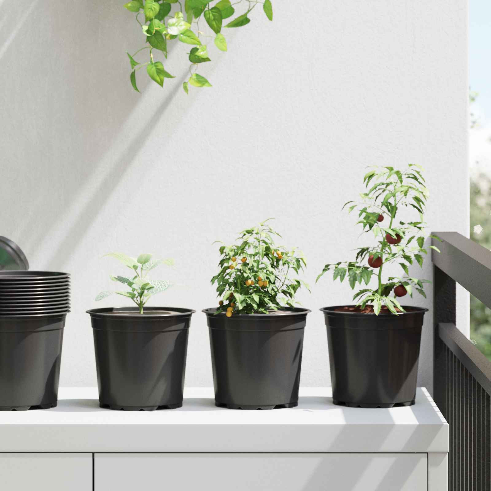 vidaXL Blumentopf 50 pcs Schwarz Ø 15 x 13 cm Kunststoff