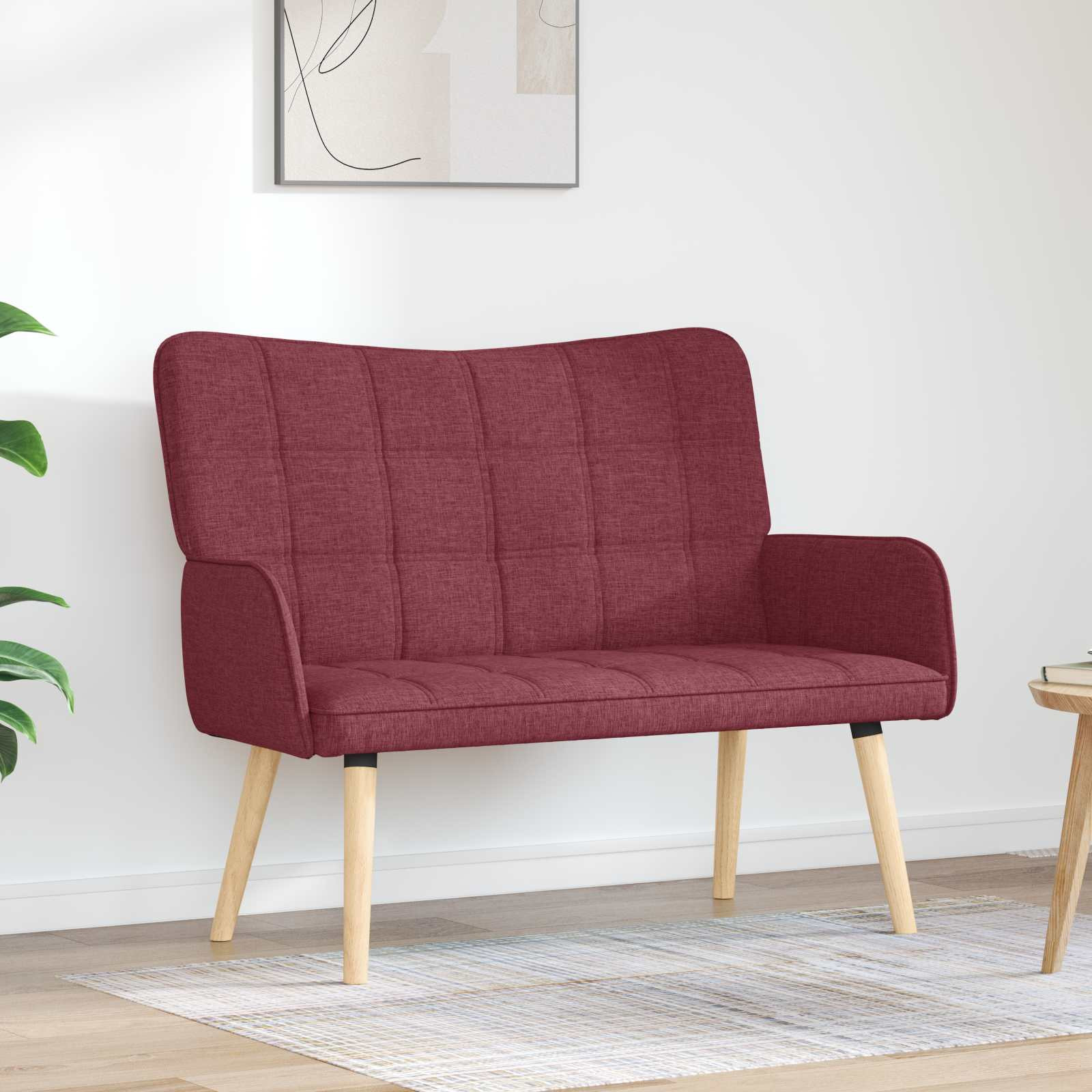 vidaXL 2-Sitzer Sofa Weinrot 115 x 61 x 87 cm Stoff