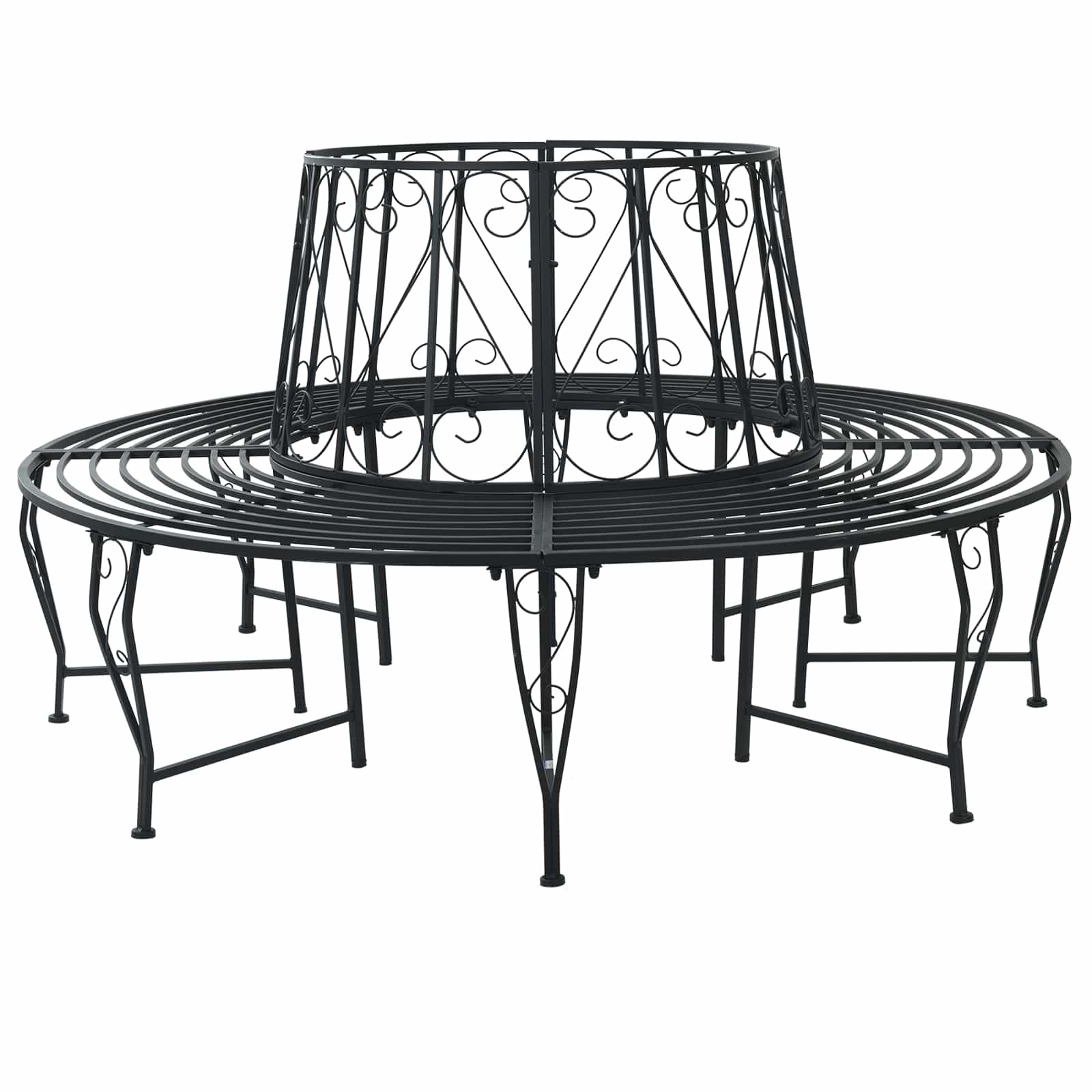 vidaXL Baumbank Ø 160 x 89 cm Stahl Schwarz Rund