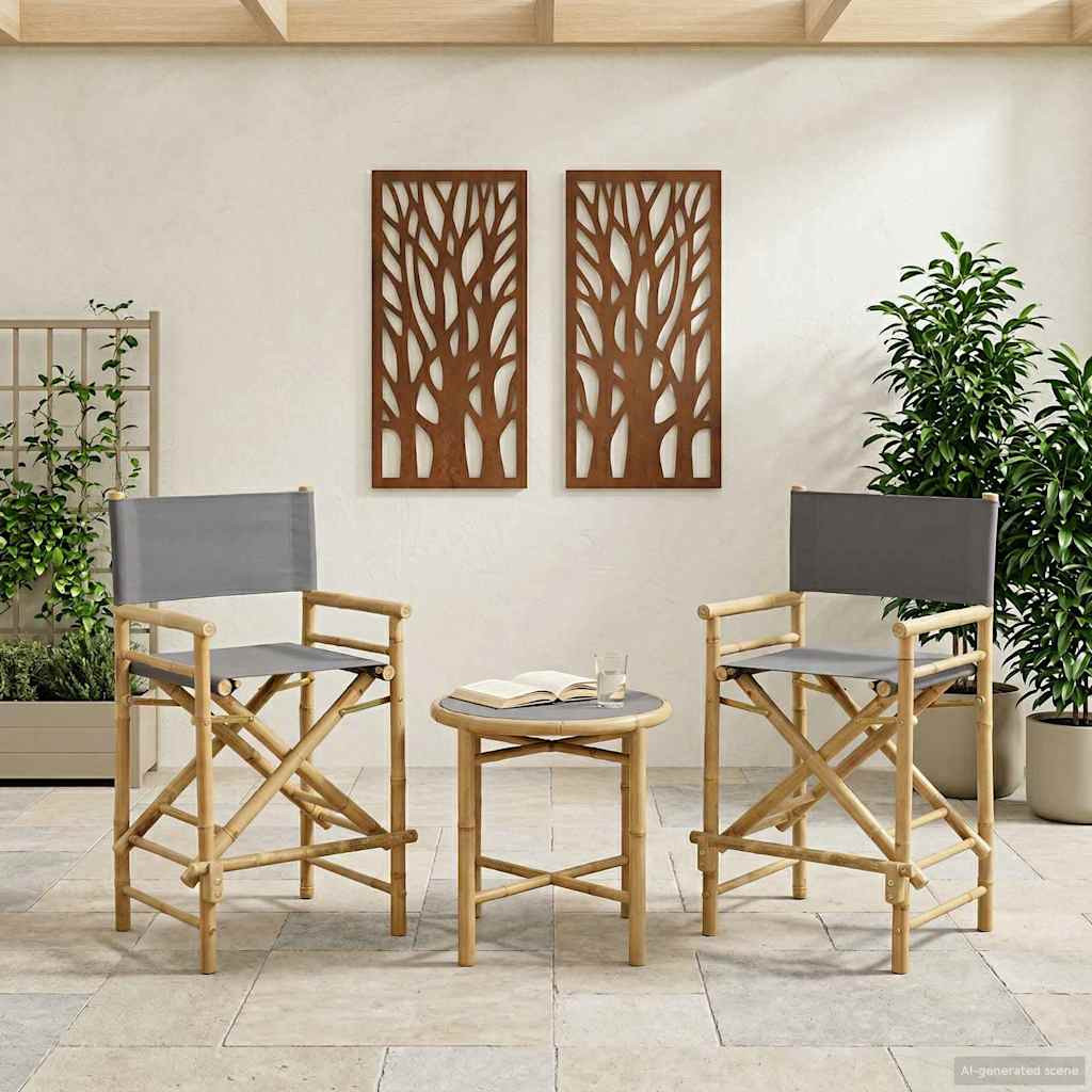 vidaXL Klappstuhl für Regisseure 2 pcs Natur Bambus