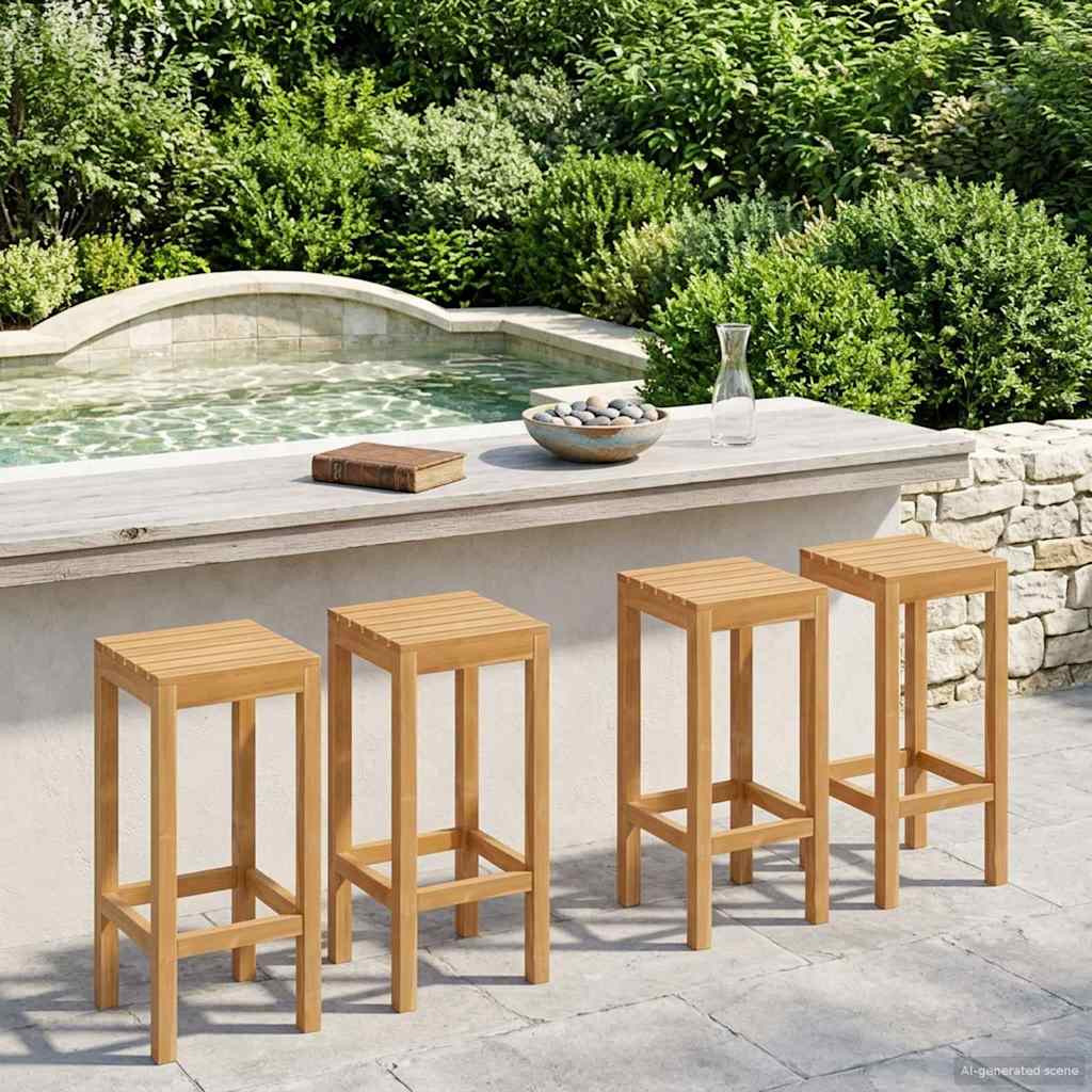 vidaXL Barhocker 4 pcs Natur Massivholz Teak