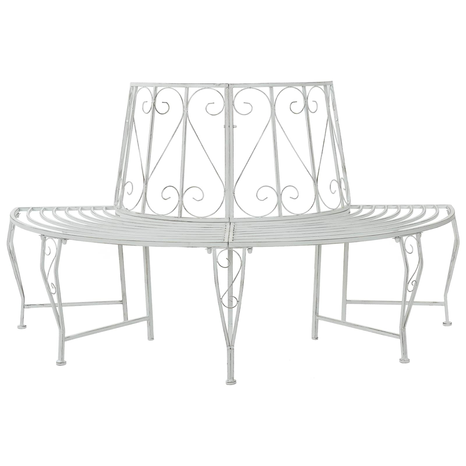 vidaXL Baumbank 4-Sitzanzahl 160 x 80 x 89 cm Stahl Antik Weiß