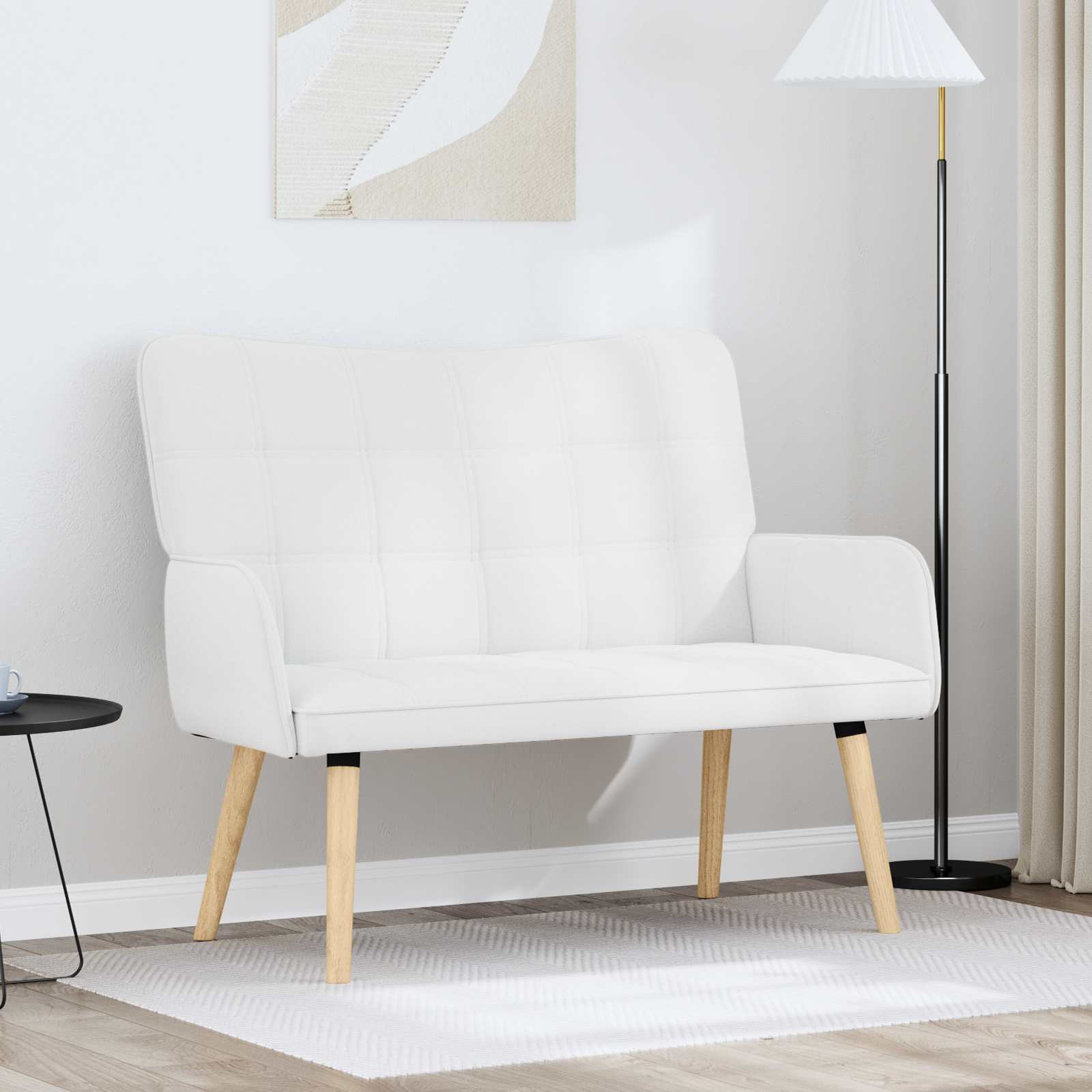 vidaXL 2-Sitzer Sofa Weiß 115 x 61 x 87 cm Stoff
