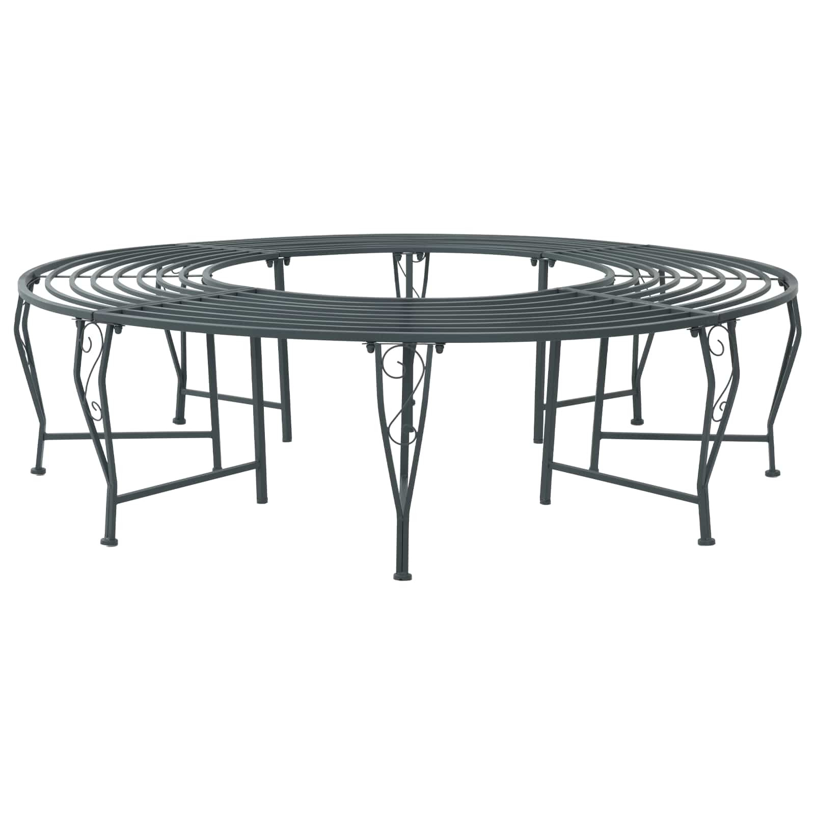 vidaXL Baumbank 8-Sitzanzahl Ø 160 x 44 cm Stahl Silber Grau Rund