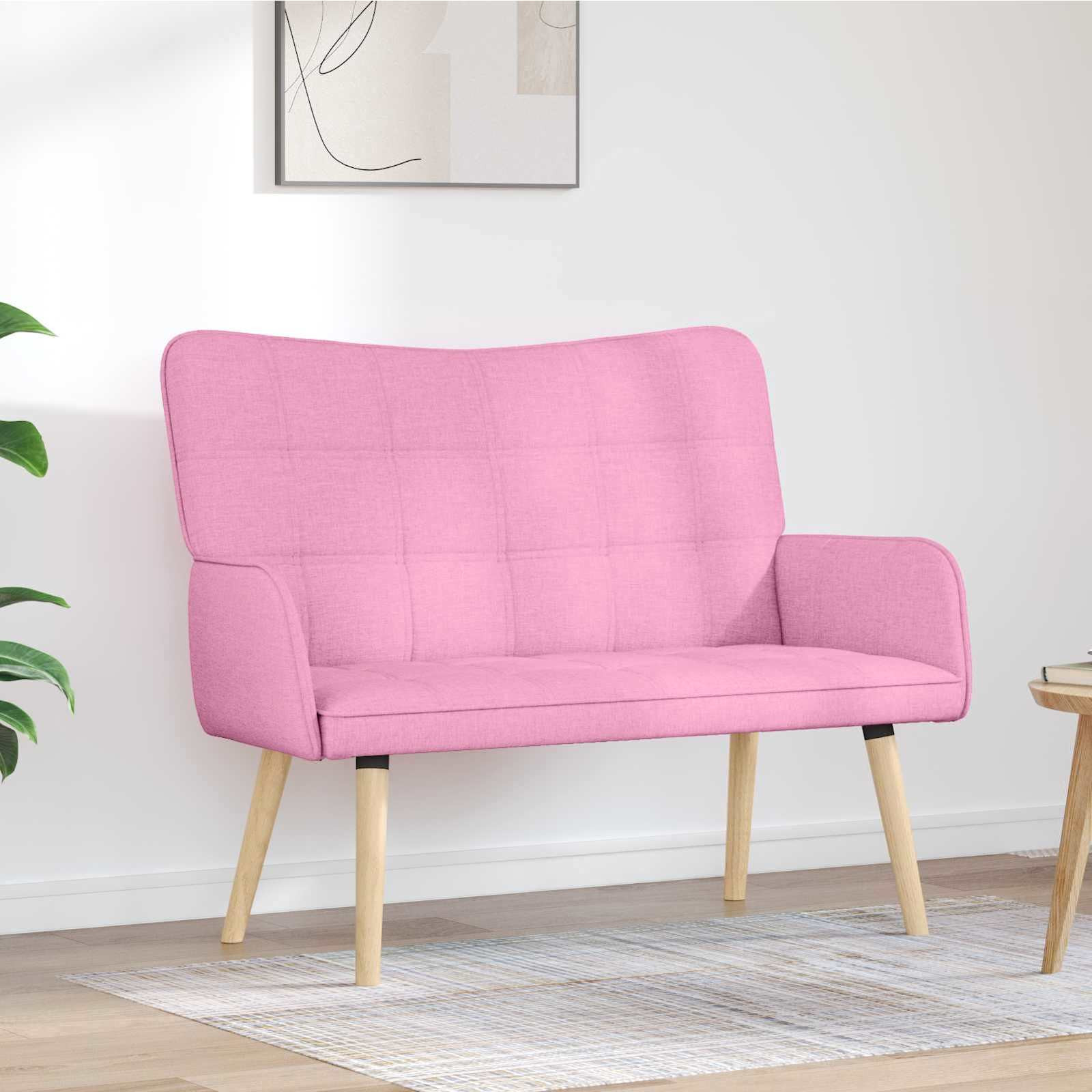 vidaXL 2-Sitzer Sofa Rosa 115 x 61 x 87 cm Stoff