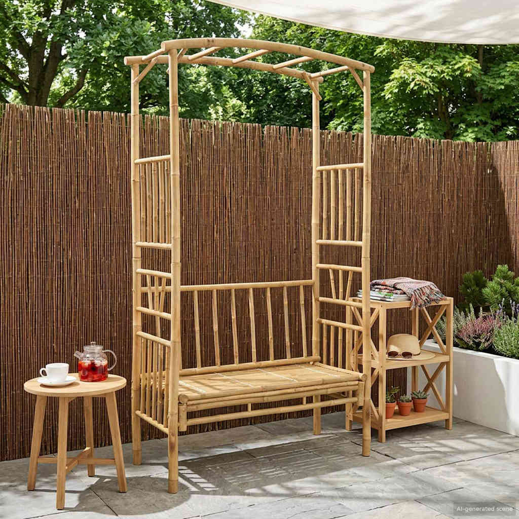 vidaXL Gartenbogen mit Sitzbank 115 x 50 x 205 cm Bambus