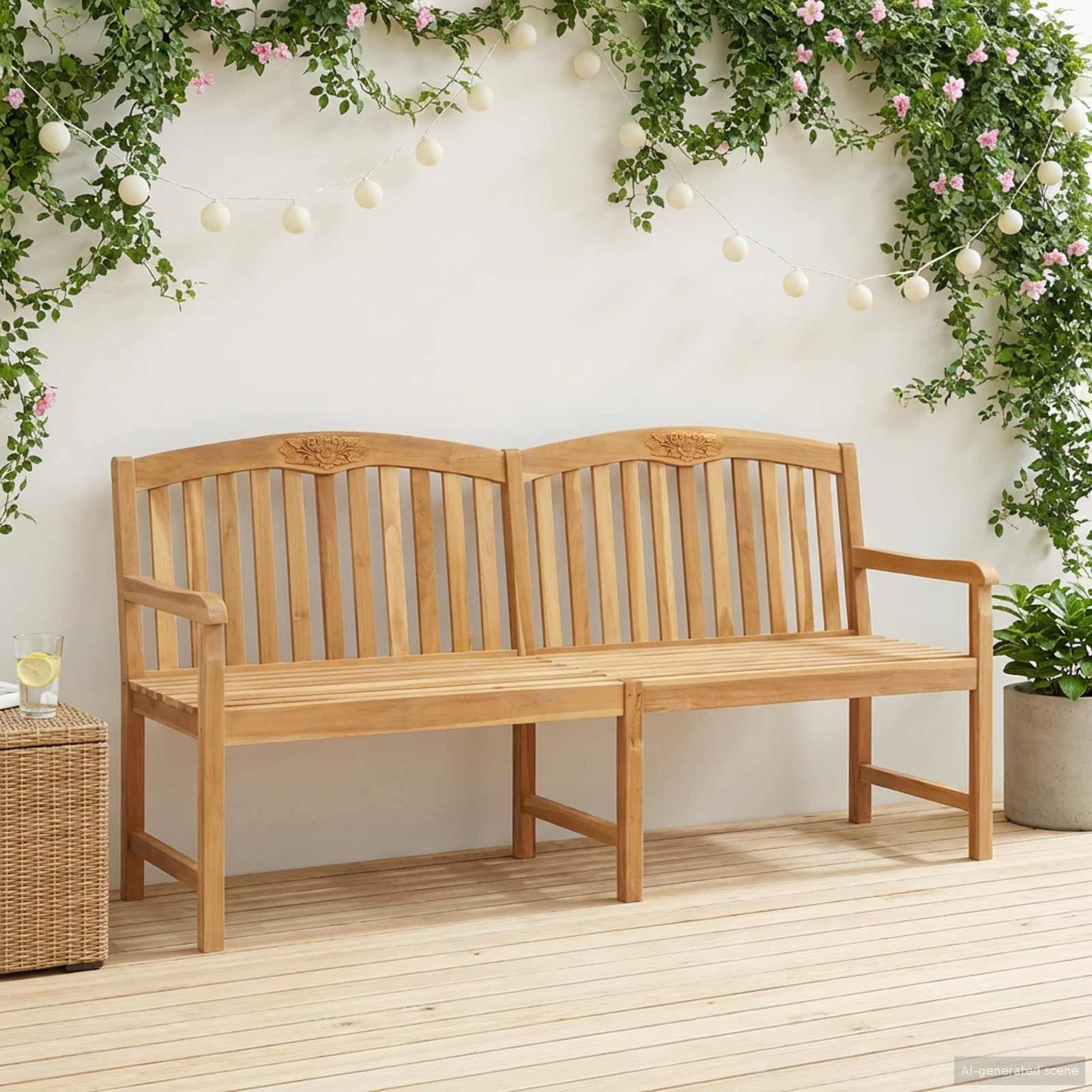 vidaXL Handgefertigte Rosenbank 150 x 60 x 90 cm Massivholz Teak Natur