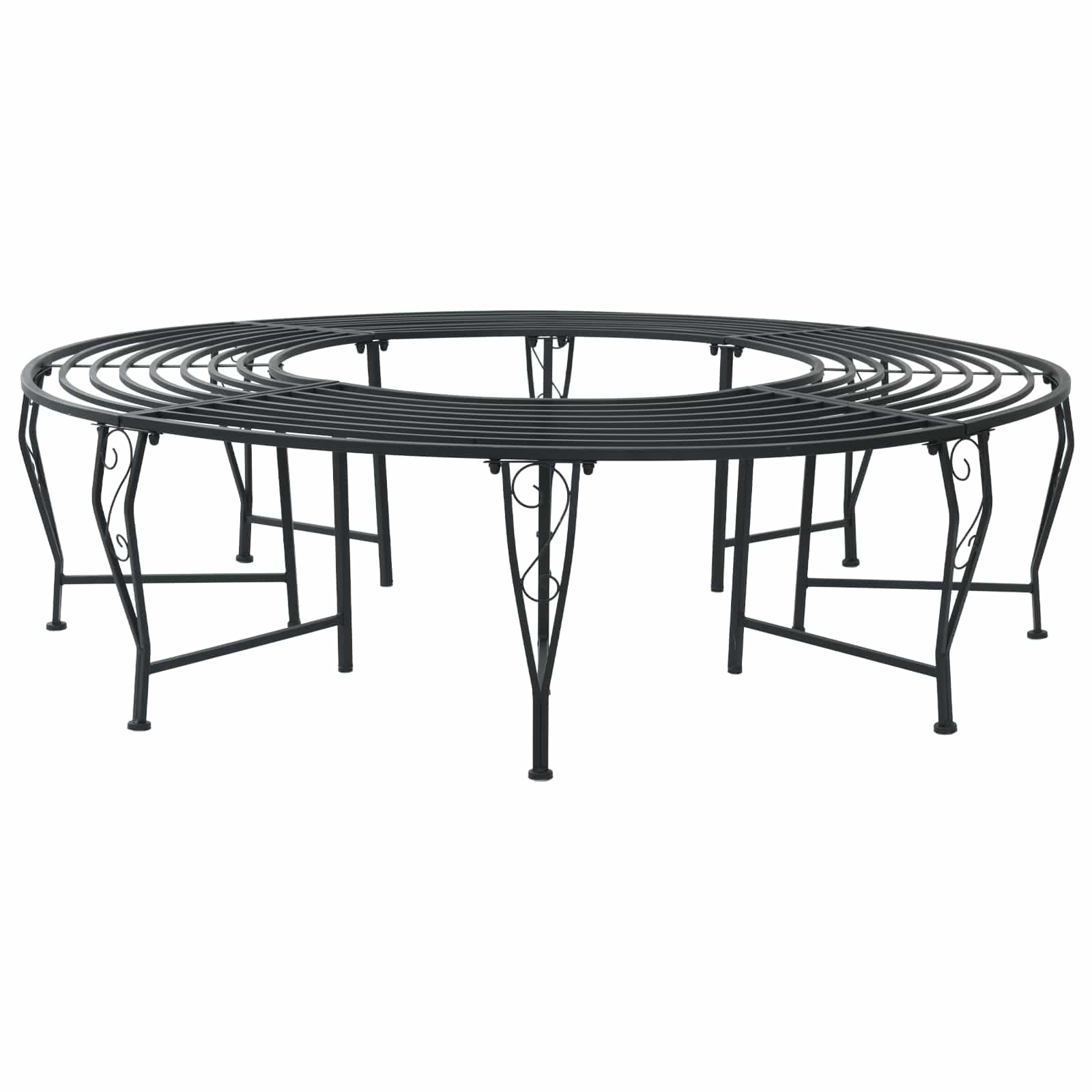 vidaXL Baumbank 8-Sitzanzahl Ø 160 x 44 cm Stahl Schwarz Rund