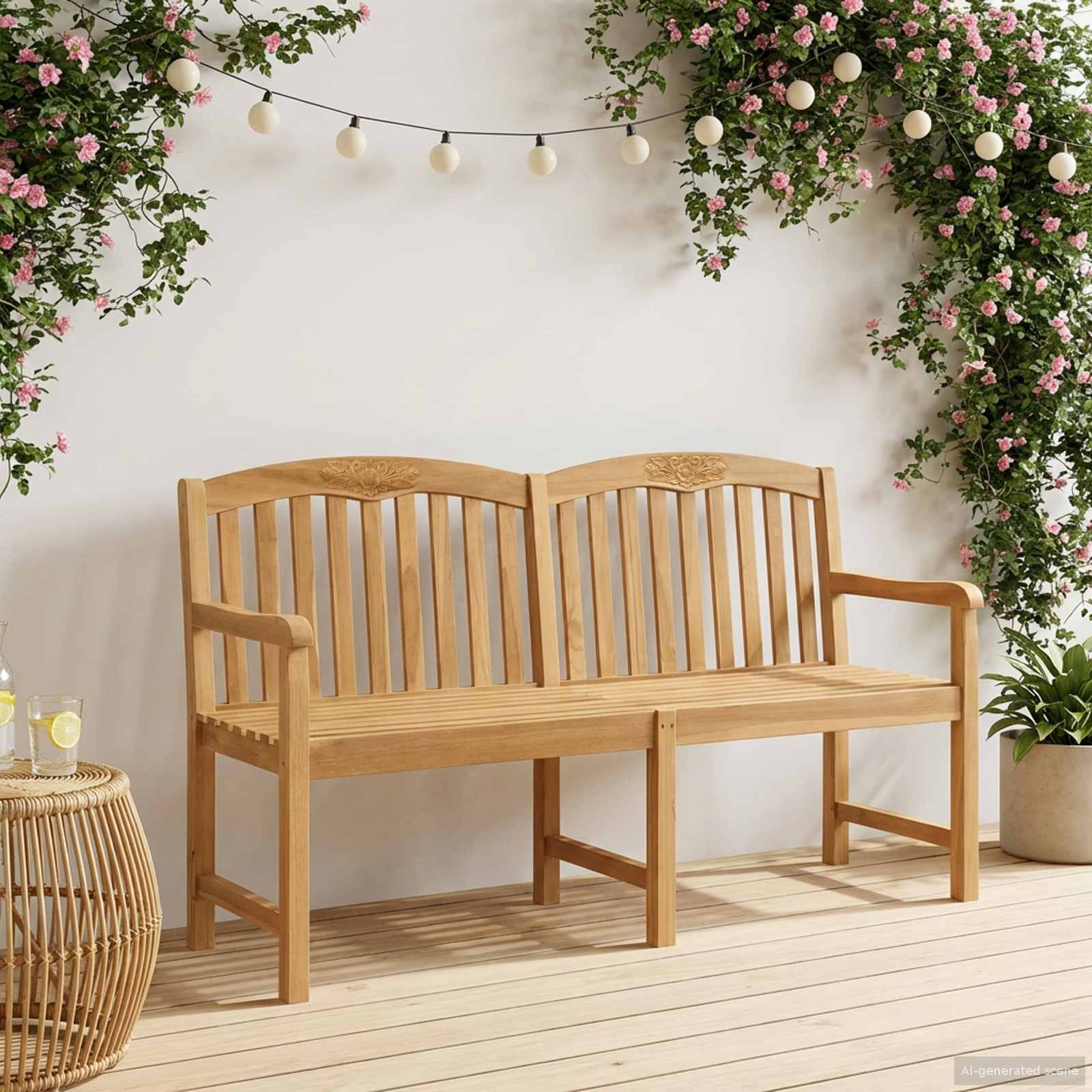 vidaXL Handgefertigte Rosenbank 179,5 x 61 x 90 cm Massivholz Teak