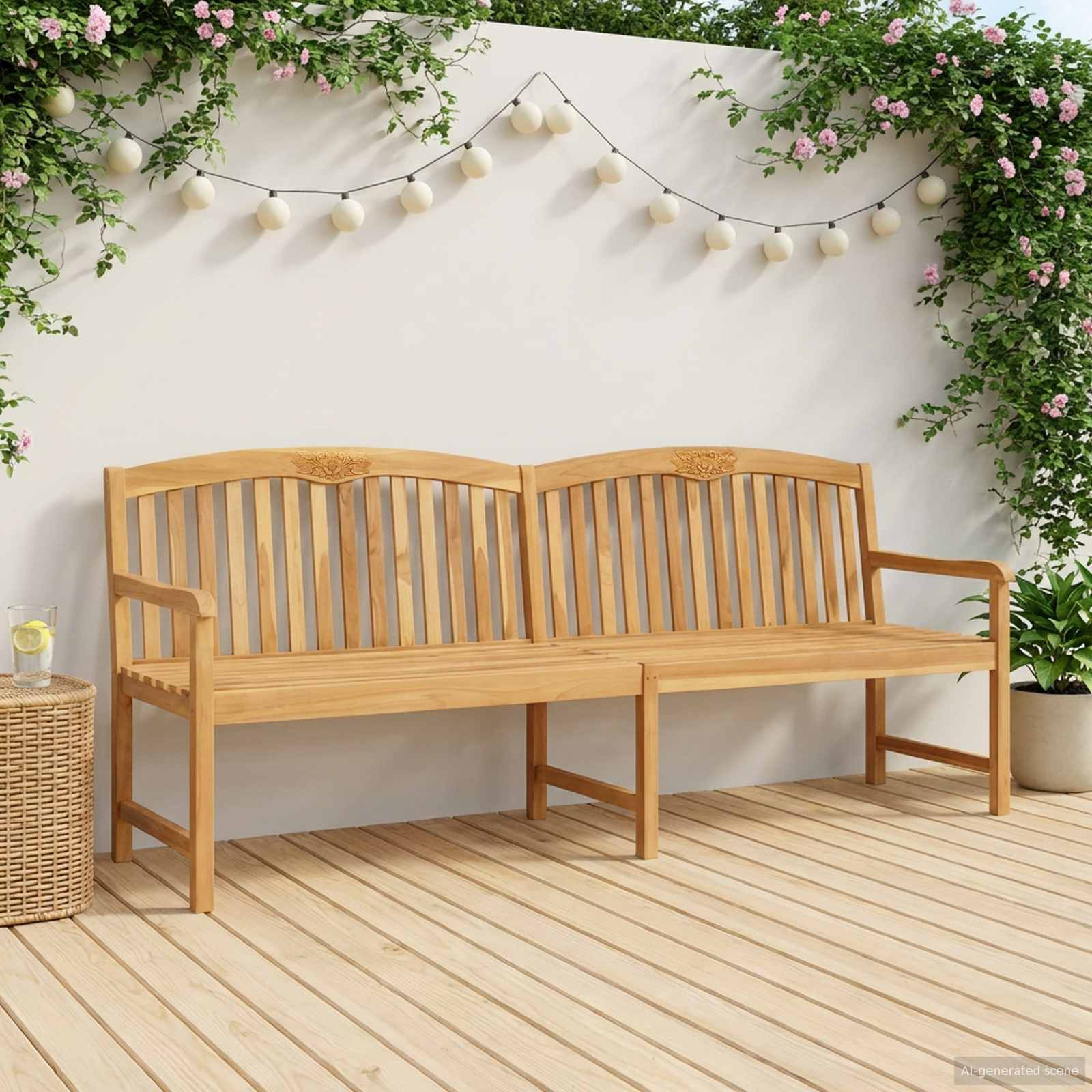 vidaXL Handgefertigte Rosenbank 228 x 60 x 90 cm Massivholz Teak Natur