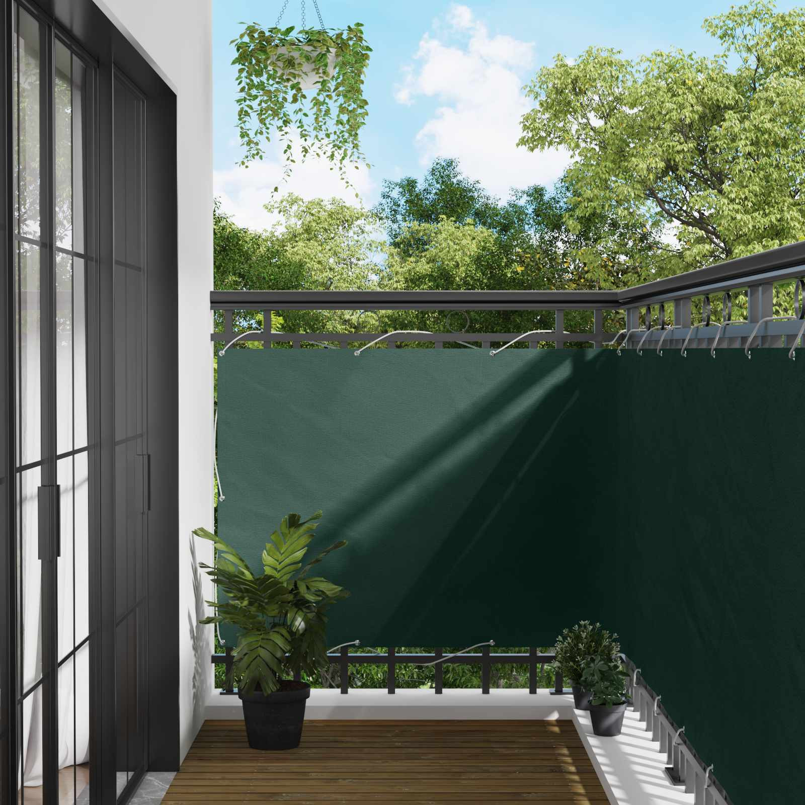 vidaXL Balkonsichtschutz Dunkelgrün 110 x 800 cm Oxford-Stoff