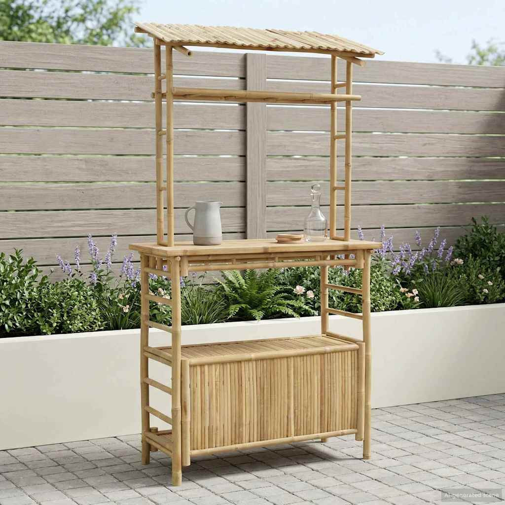 vidaXL Outdoor Bartisch Natur 110 x 50 x 210 cm Bambus
