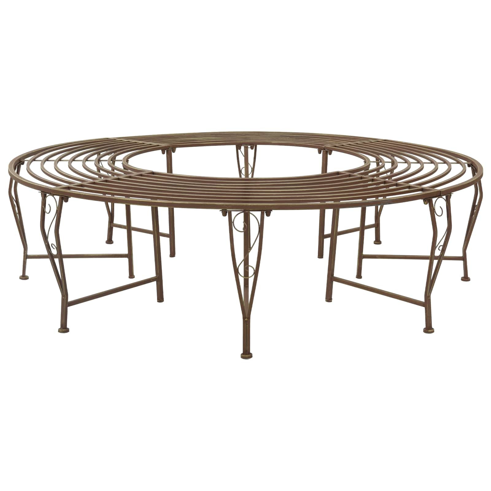 vidaXL Baumbank 8-Sitzanzahl Ø 160 x 44 cm Stahl Antikbraun Rund
