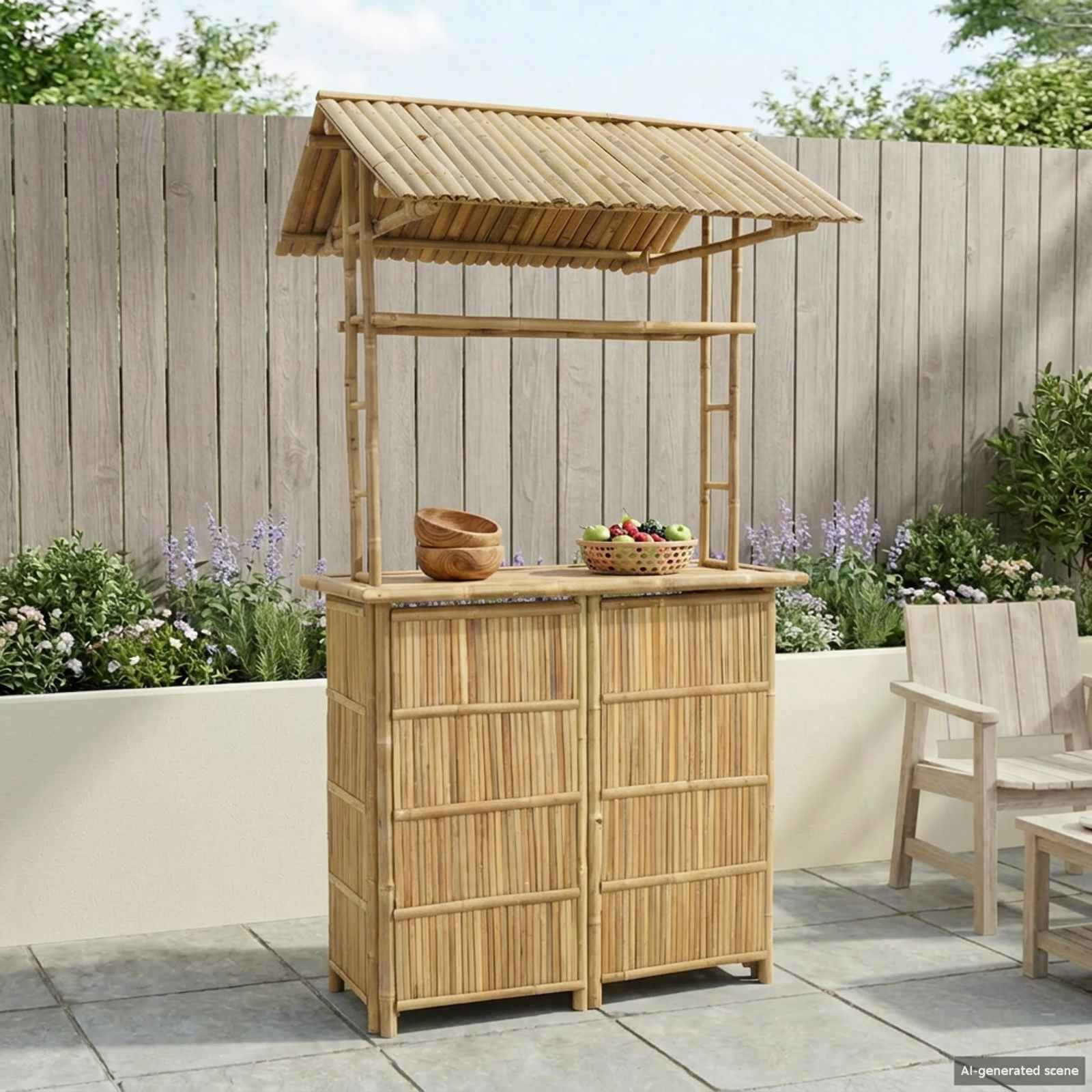 vidaXL Outdoor Bartisch Natur 115 x 95 x 214 cm Bambus