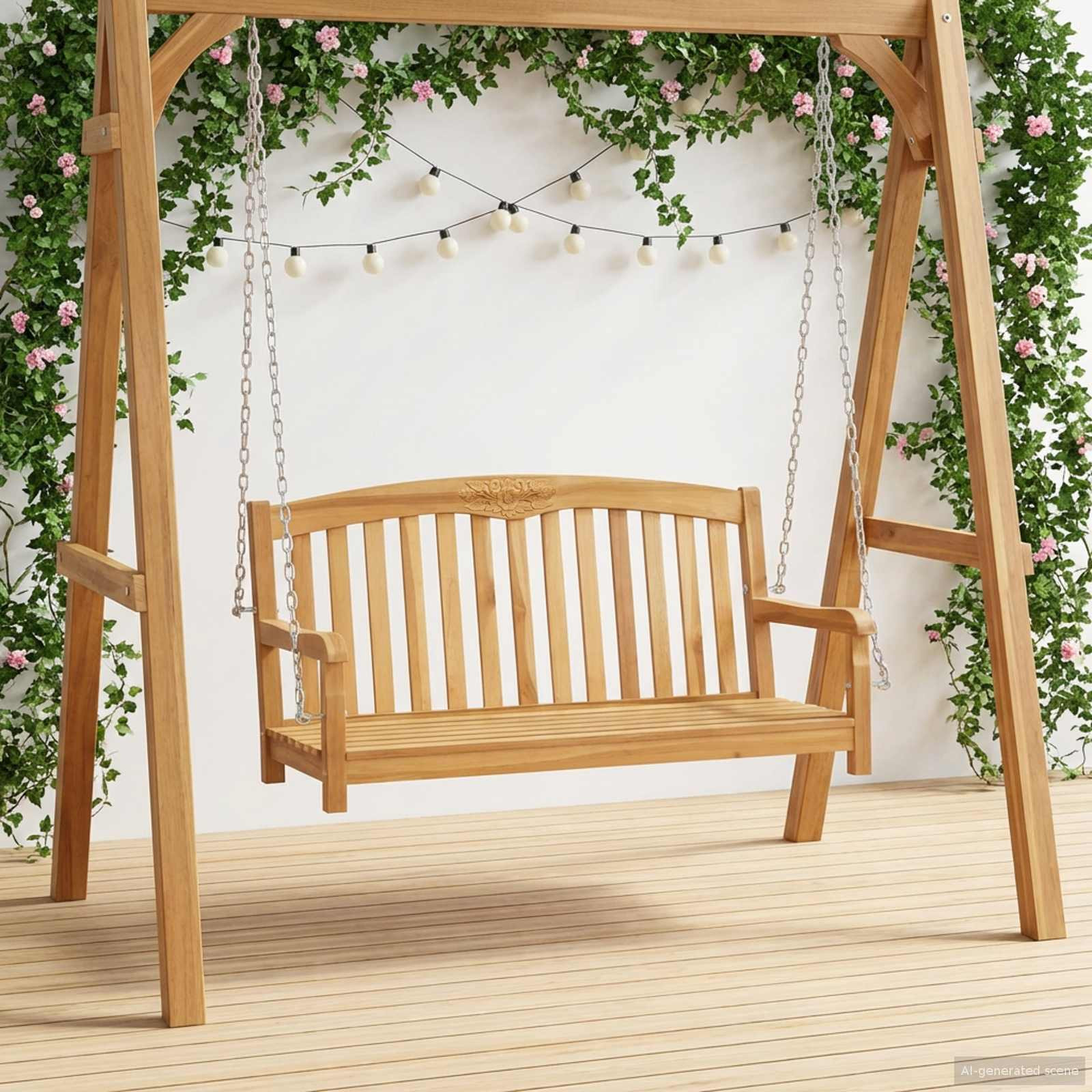 vidaXL Schaukelbank 114 x 61 x 61,5 cm Massivholz Teak Natur