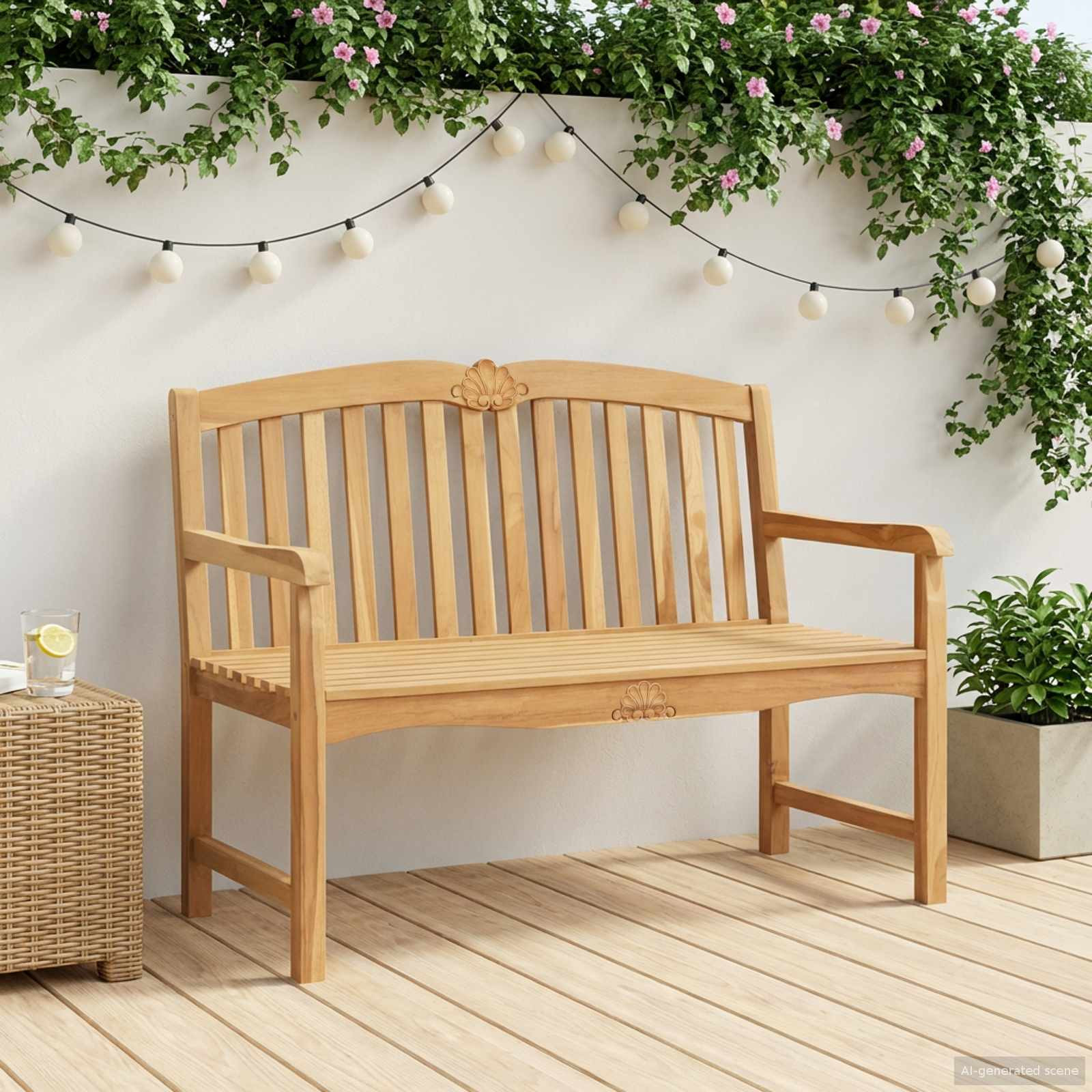 vidaXL Handgefertigte Rosenbank 114 x 60 x 95 cm Massivholz Teak Natur