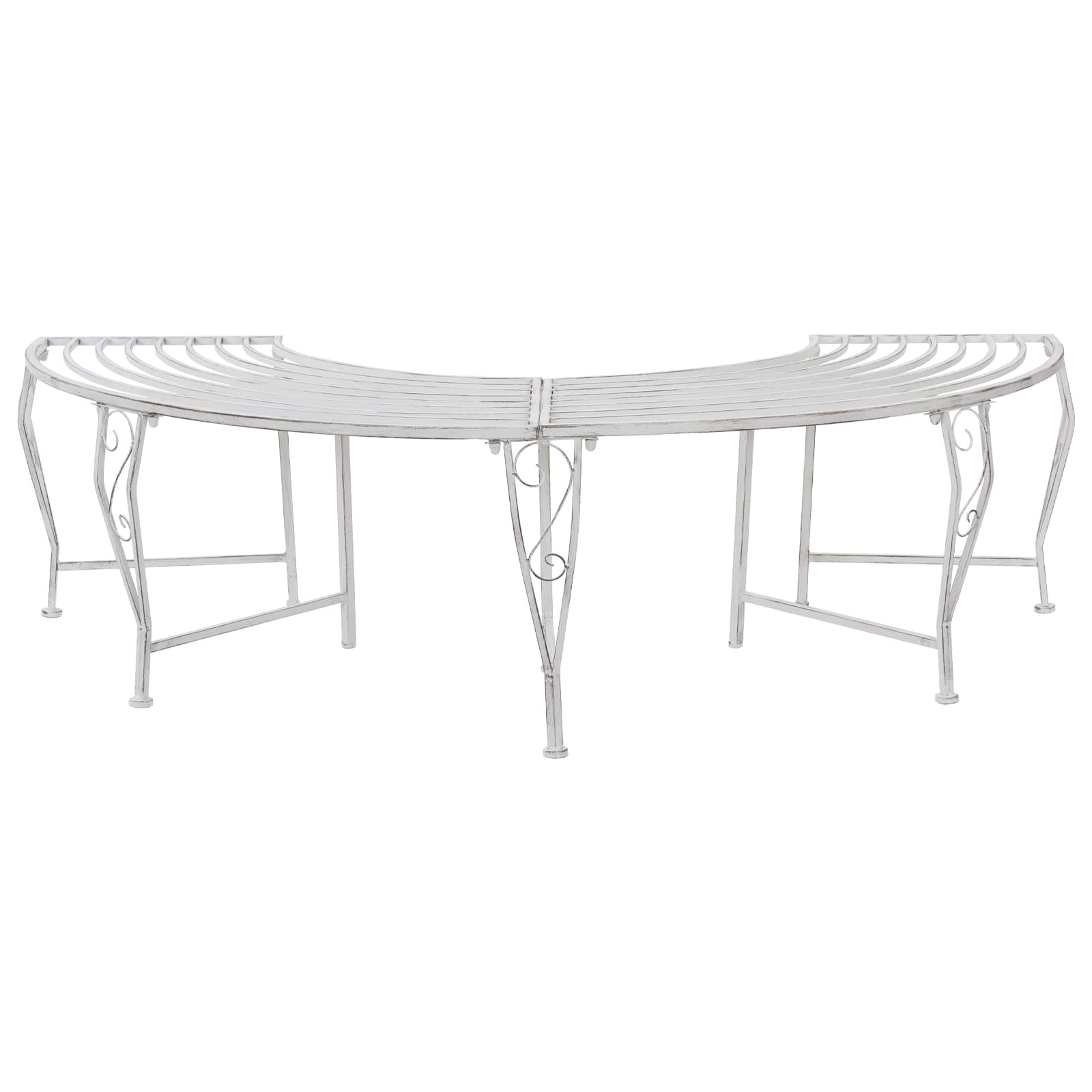 vidaXL Baumbank 4-Sitzanzahl 160 x 80 x 44 cm Stahl Antik Weiß