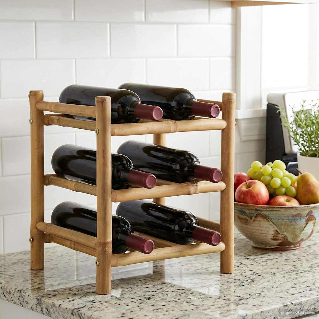 vidaXL Weinregal Natur 32,5 x 29,5 x 36 cm Bambus