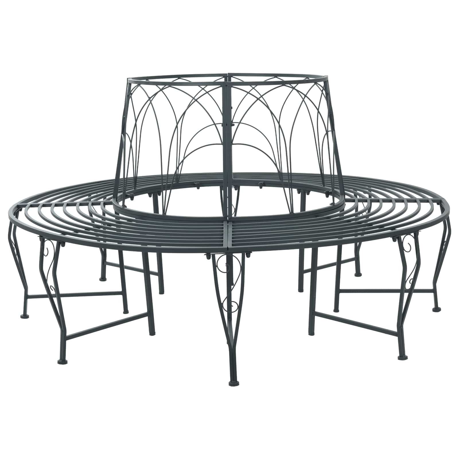 vidaXL Baumbank 8-Sitzanzahl Ø 160 x 89 cm Stahl Silber Grau Rund