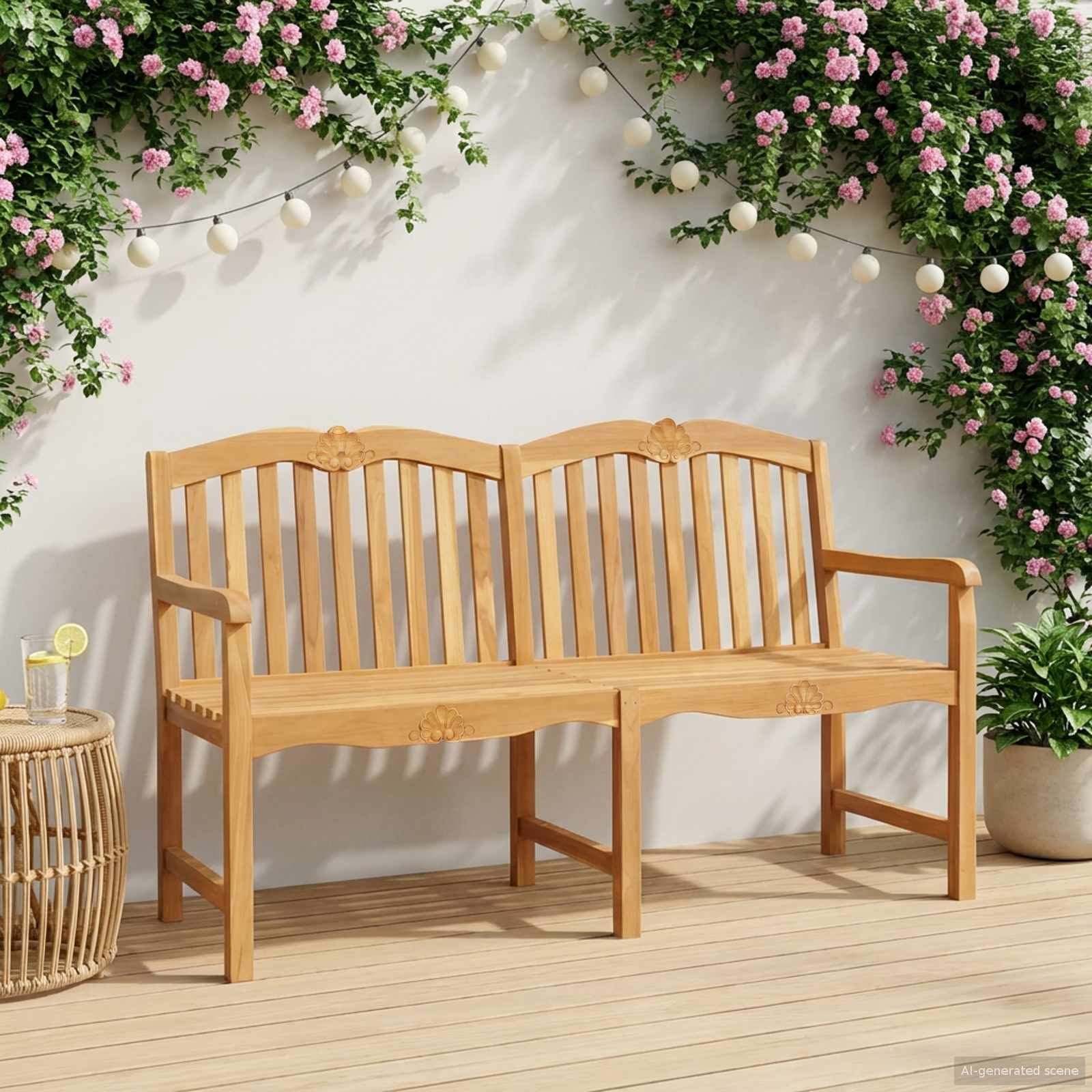 vidaXL Handgefertigte Rosenbank 150 x 60,5 x 95 cm Massivholz Teak