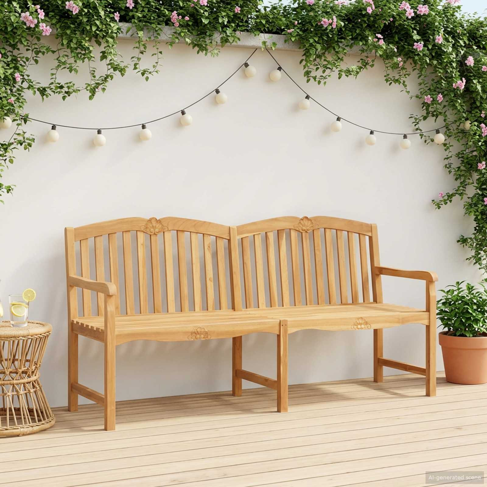 vidaXL Handgefertigte Rosenbank 180,5 x 60 x 96 cm Massivholz Teak
