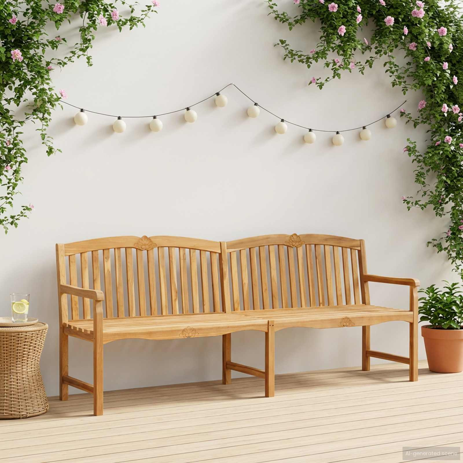 vidaXL Handgefertigte Rosenbank 228 x 61 x 94,5 cm Massivholz Teak