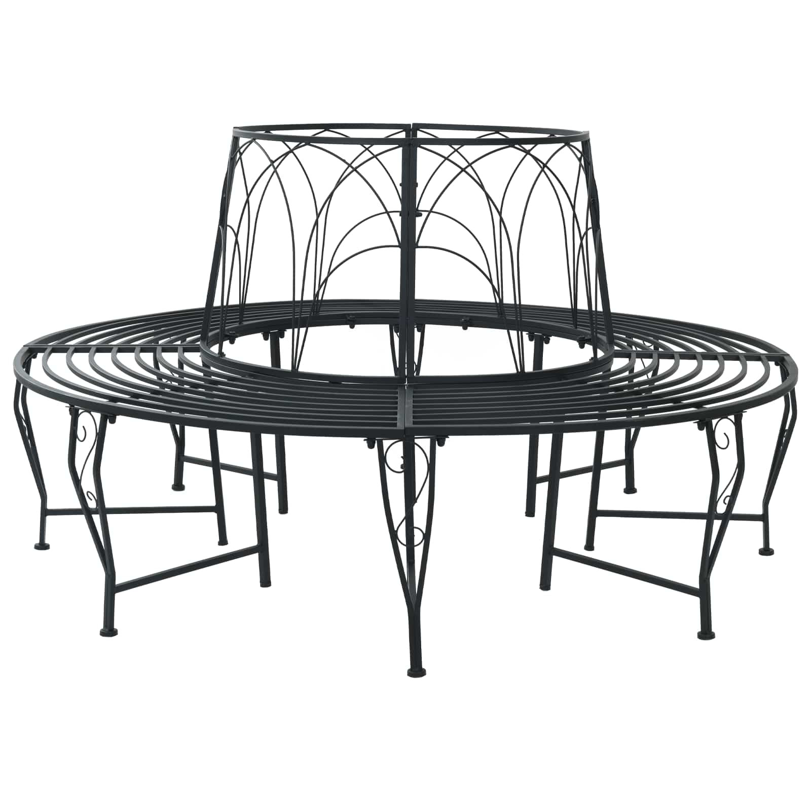 vidaXL Baumbank 8-Sitzanzahl Ø 160 x 89 cm Stahl Schwarz Rund