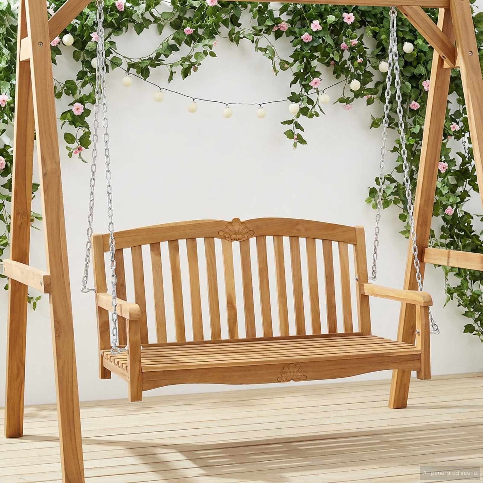 vidaXL Schaukelbank 114 x 60 x 60,5 cm Massivholz Teak Natur