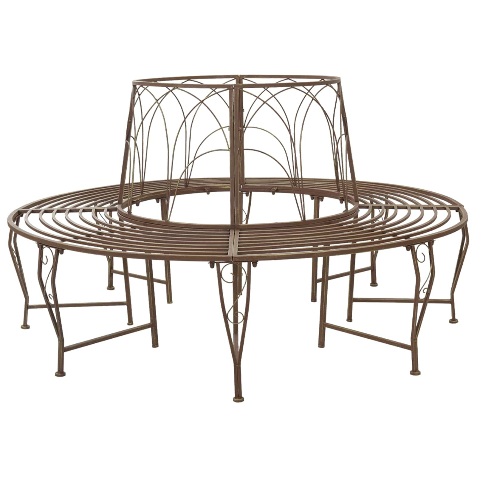 vidaXL Baumbank 8-Sitzanzahl Ø 160 x 89 cm Stahl Antikbraun Rund