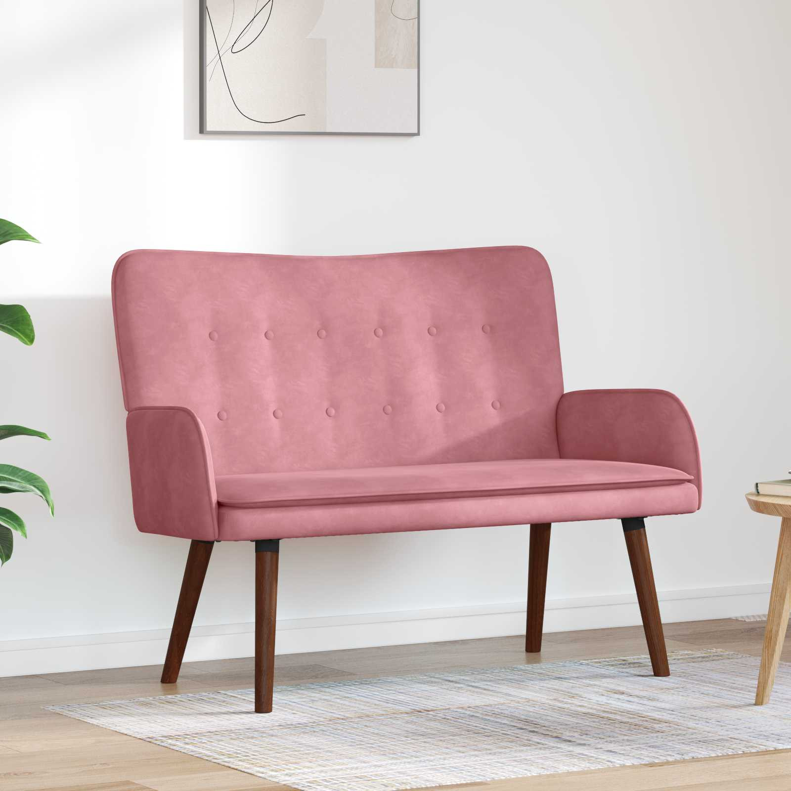 vidaXL 2-Sitzer Sofa Rosa 115 x 61 x 87 cm Samt