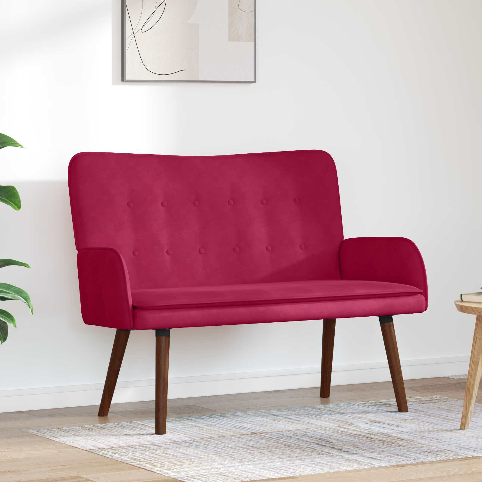 vidaXL 2-Sitzer Sofa Weinrot 115 x 61 x 87 cm Samt
