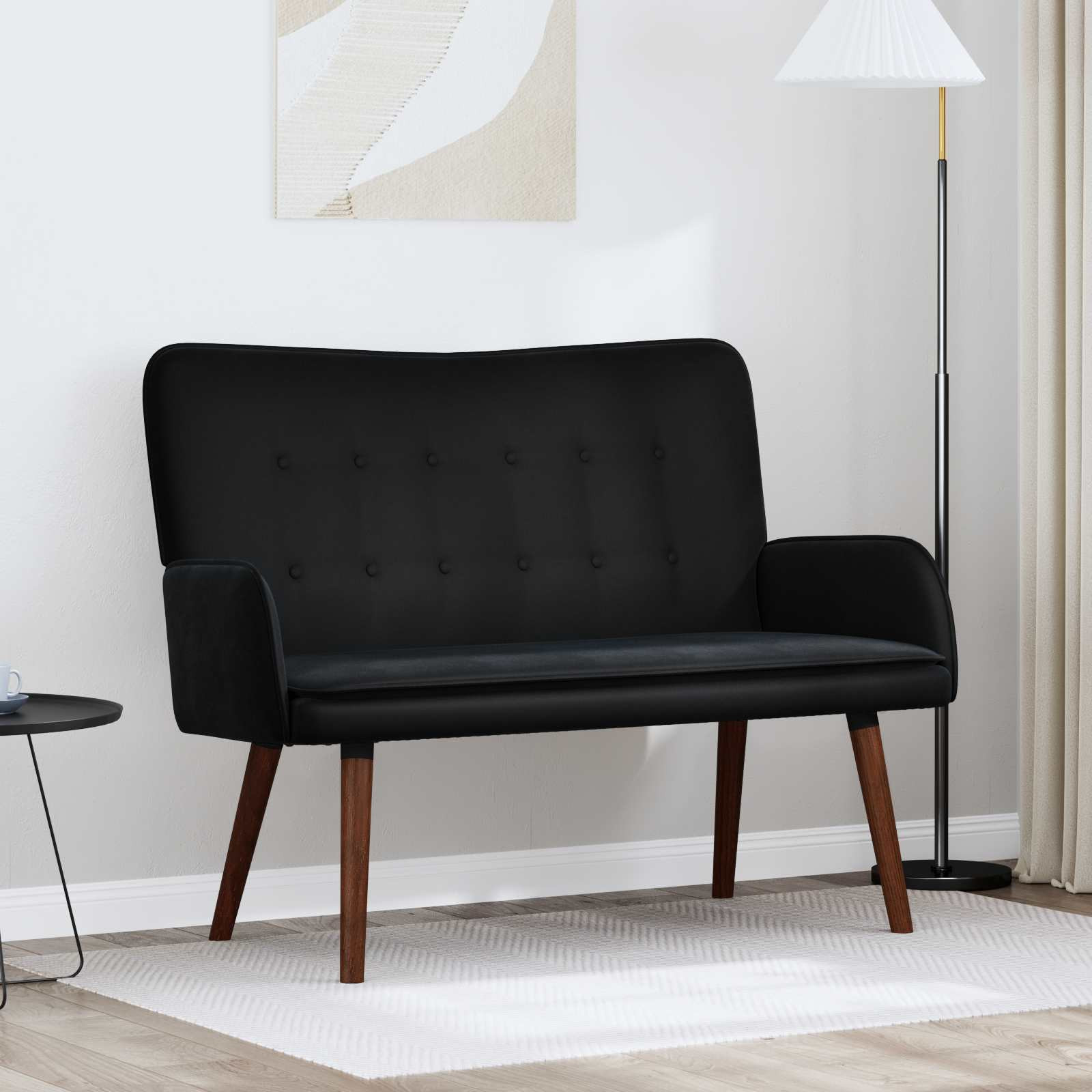 vidaXL 2-Sitzer Sofa Schwarz 115 x 61 x 87 cm Samt