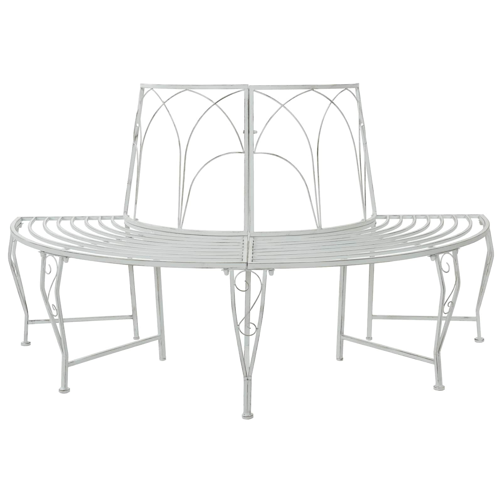 vidaXL Baumbank 4-Sitzanzahl 160 x 80 x 89 cm Stahl Antik Weiß