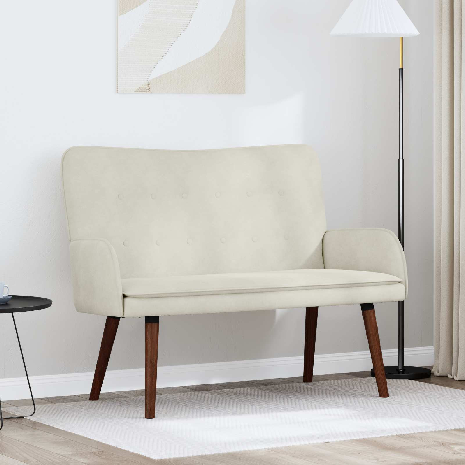 vidaXL 2-Sitzer Sofa Creme 115 x 61 x 87 cm Samt