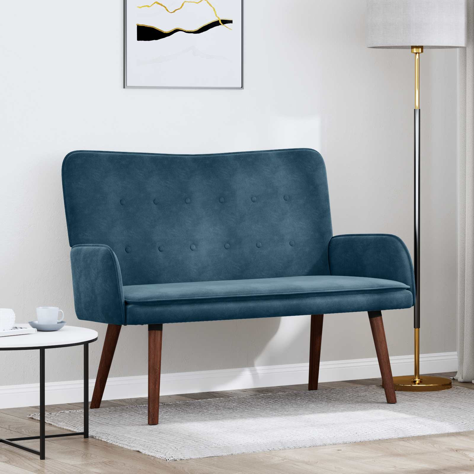 vidaXL 2-Sitzer Sofa Blau 115 x 61 x 87 cm Samt