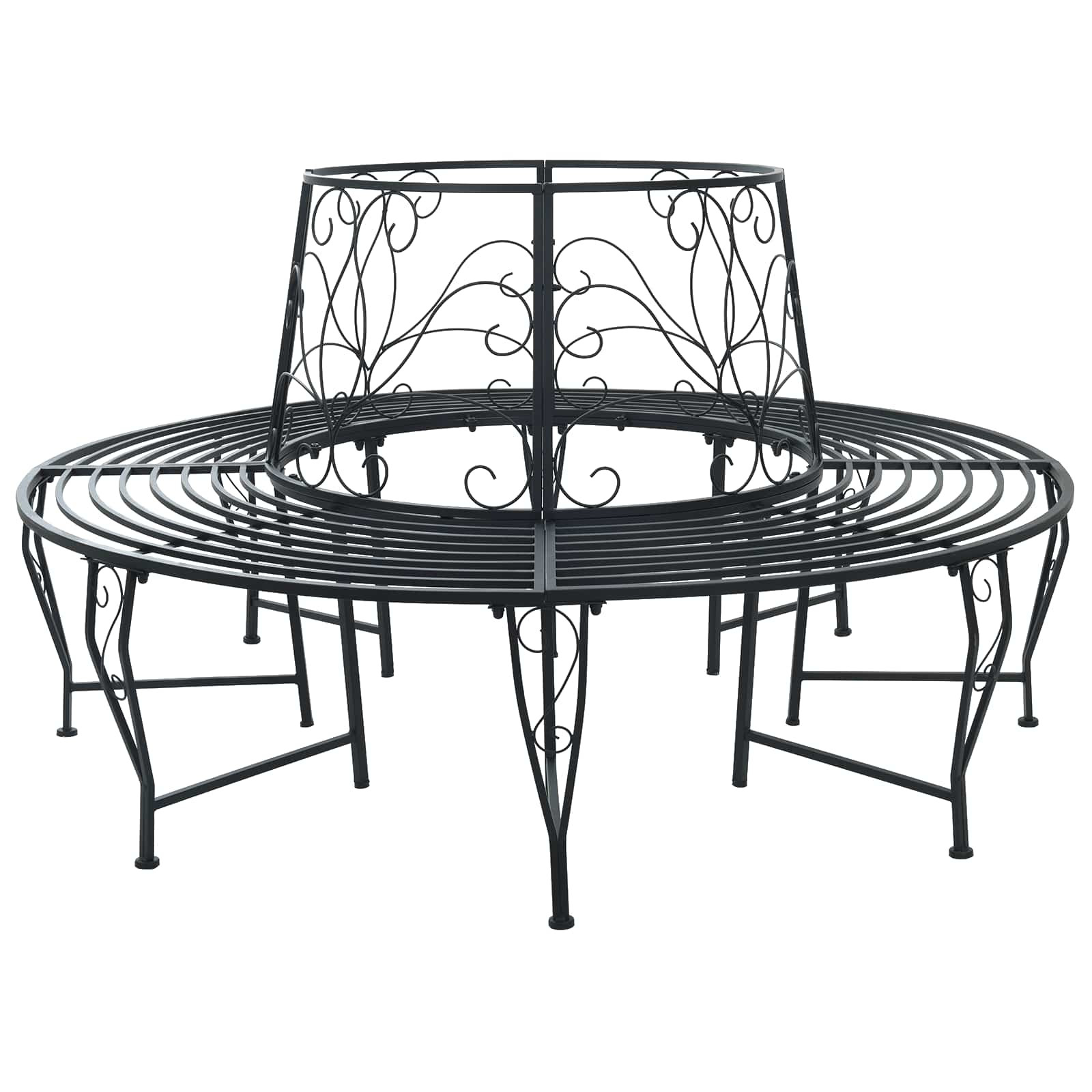 vidaXL Baumbank 8-Sitzanzahl Ø 160 x 89 cm Stahl Schwarz Rund