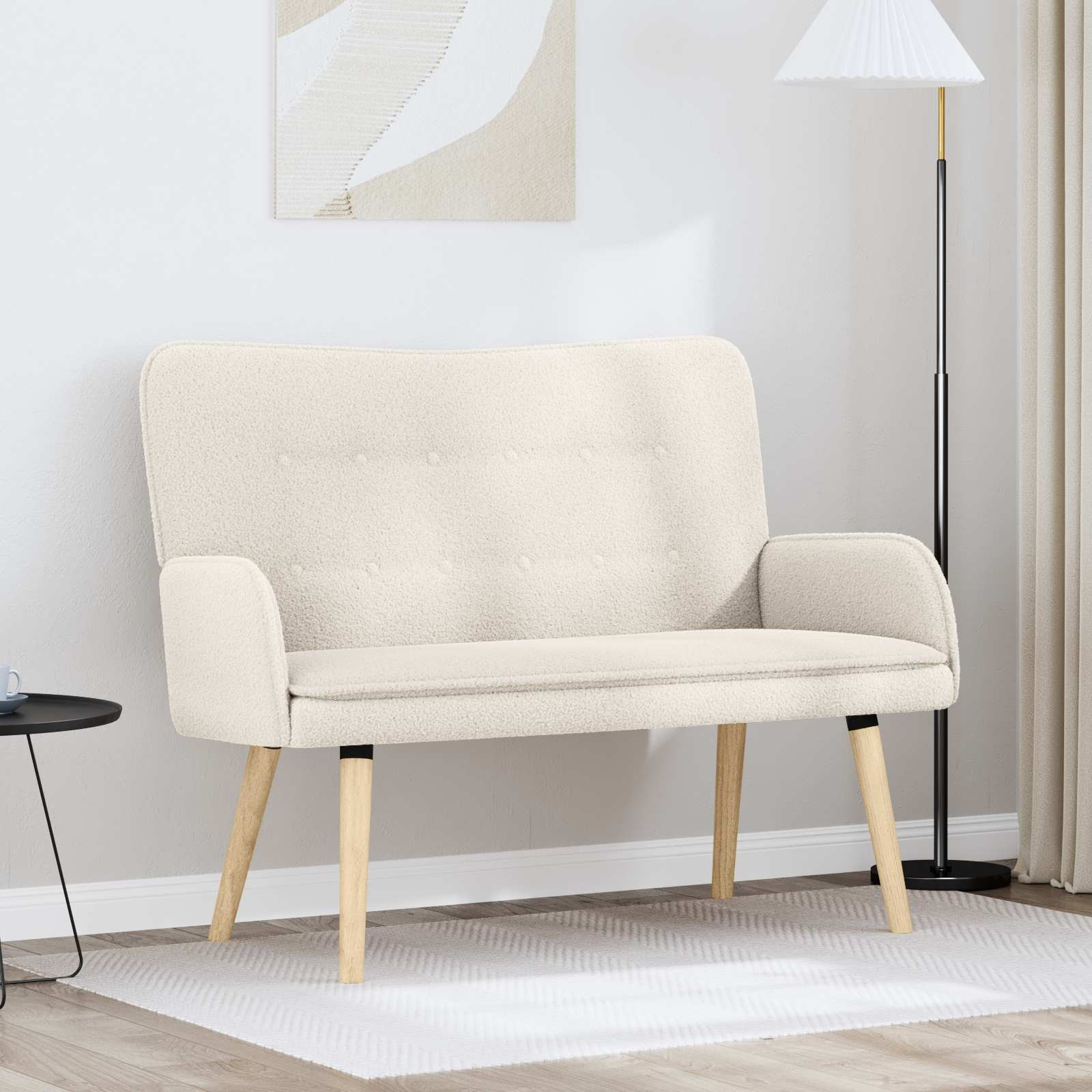 vidaXL 2-Sitzer Sofa Creme 115 x 61 x 87 cm Bouclé