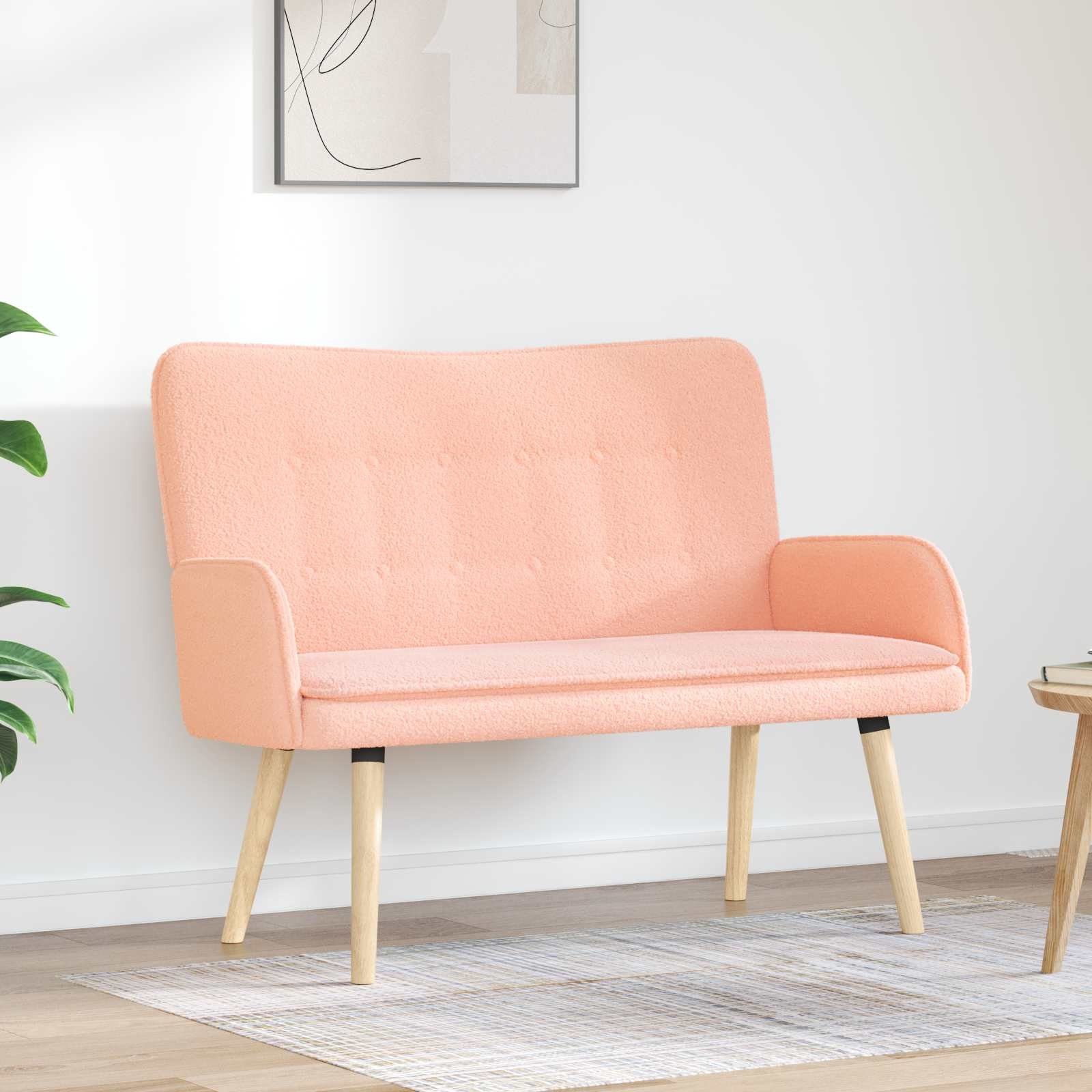 vidaXL 2-Sitzer Sofa Rosa 115 x 61 x 87 cm Bouclé