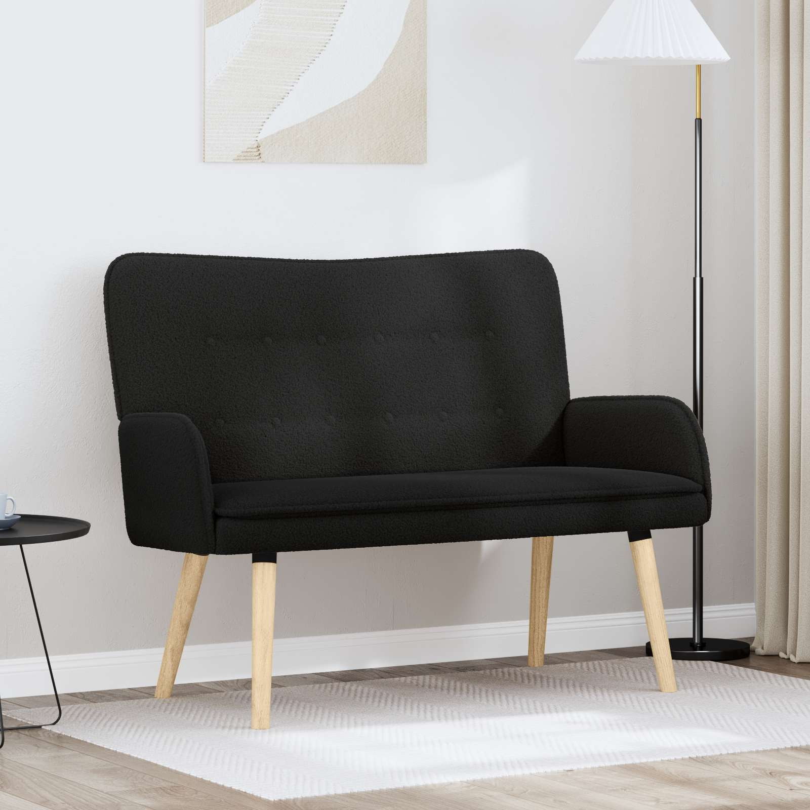 vidaXL 2-Sitzer Sofa Schwarz 115 x 61 x 87 cm Bouclé
