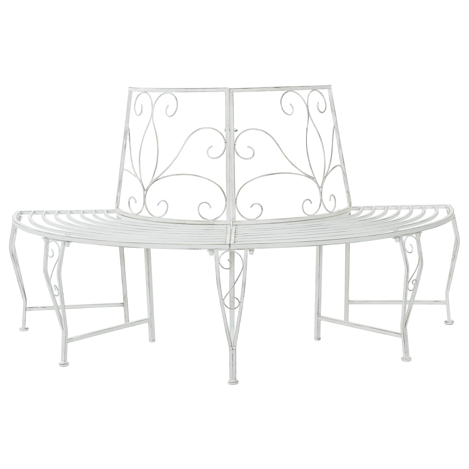 vidaXL Baumbank 4-Sitzanzahl 160 x 80 x 89 cm Stahl Antik Weiß