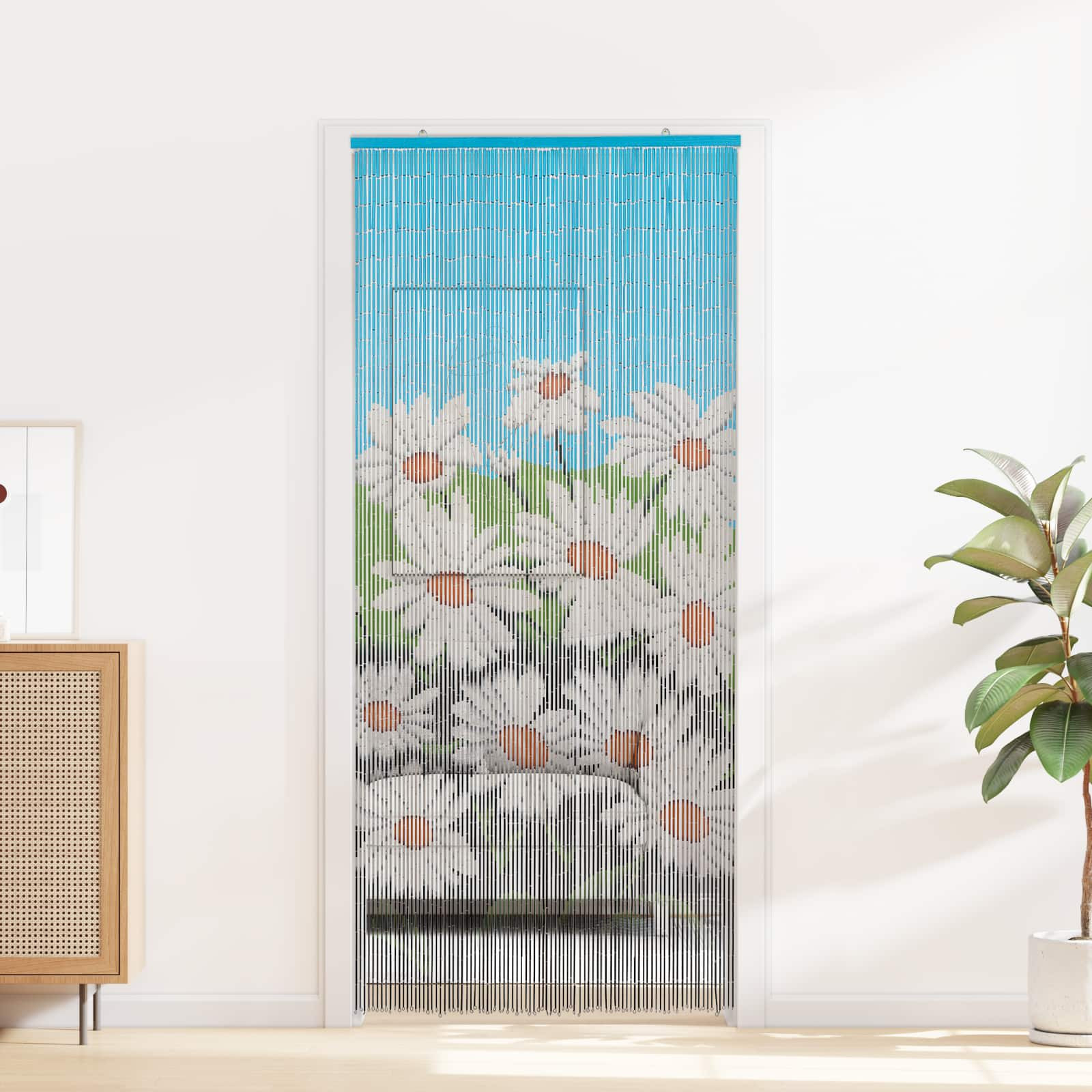 vidaXL Insektentürvorhang Mehrfarbig 200 x 90 cm Bambus