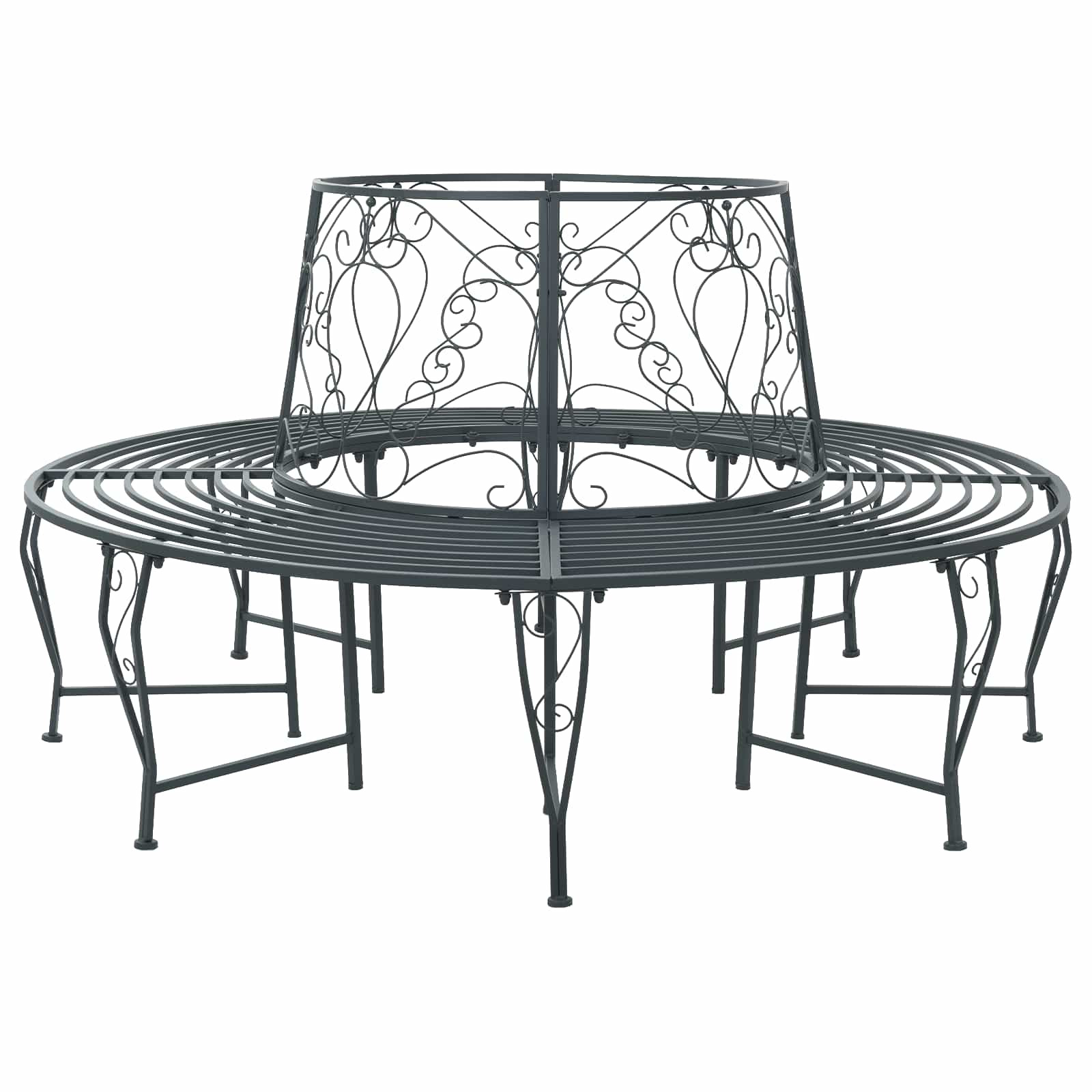 vidaXL Baumbank 8-Sitzanzahl Ø 160 x 89 cm Stahl Silber Grau Rund