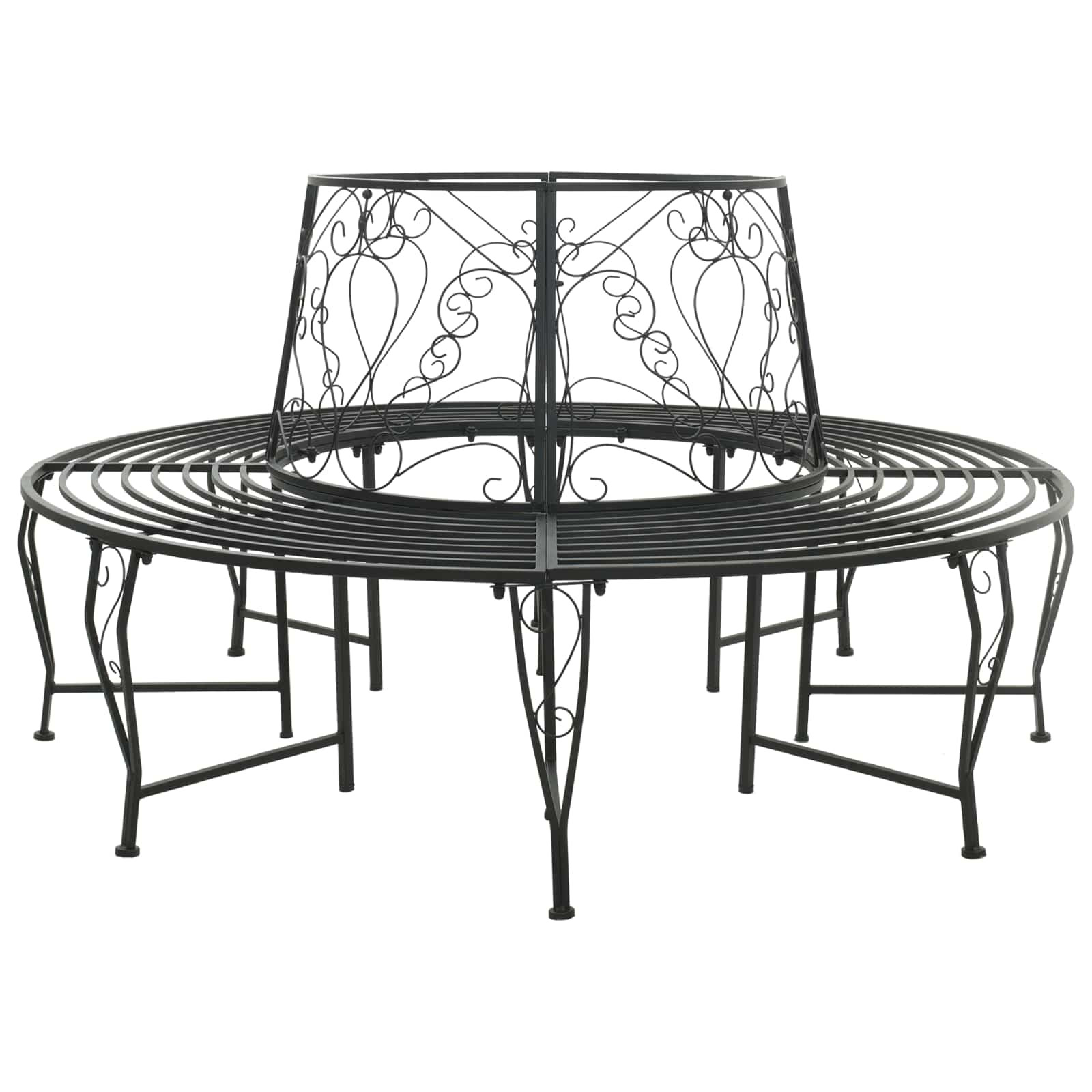 vidaXL Baumbank 8-Sitzanzahl Ø 160 x 89 cm Stahl Schwarz Rund
