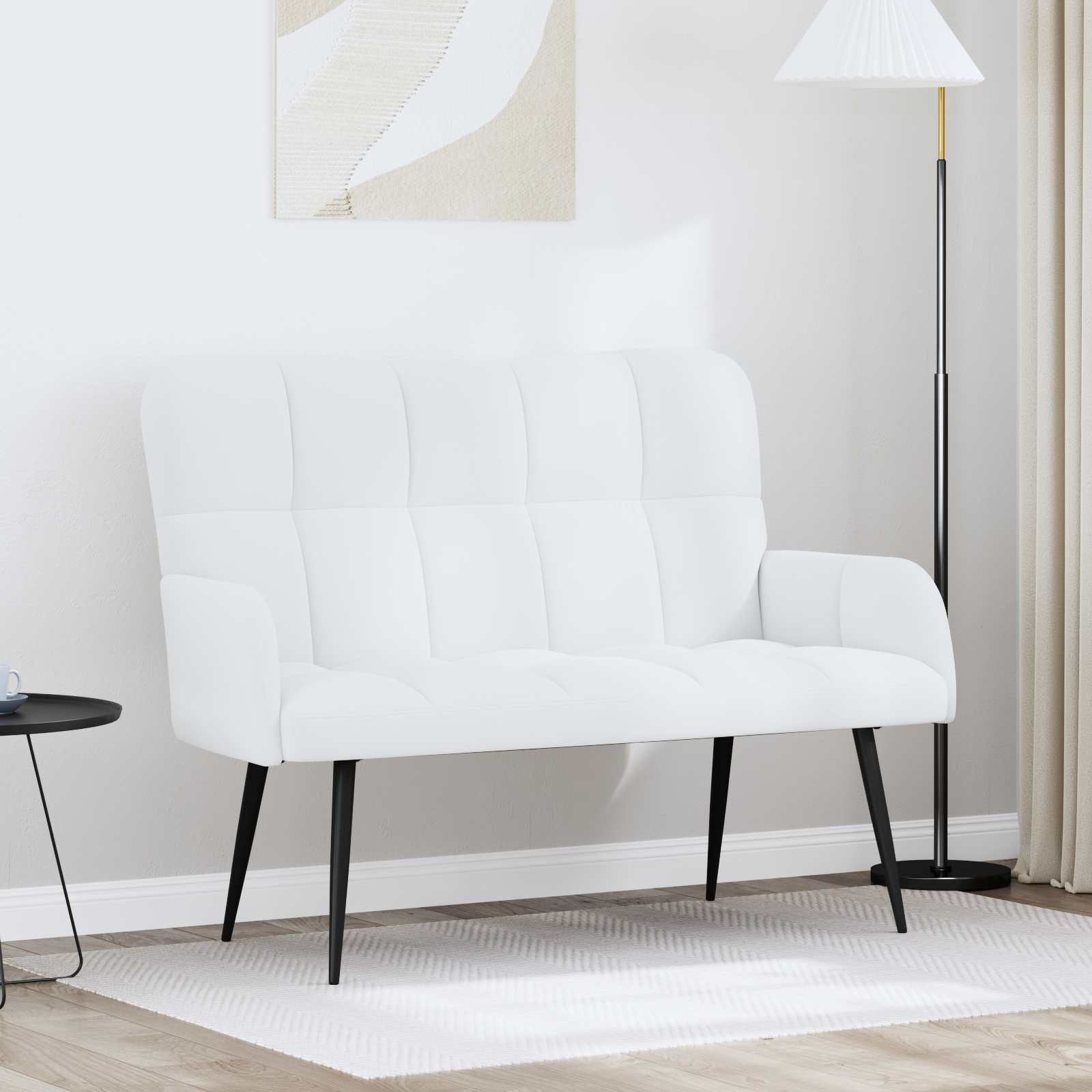 vidaXL 2-Sitzer Sofa Weiß 115 x 61 x 87 cm Stoff
